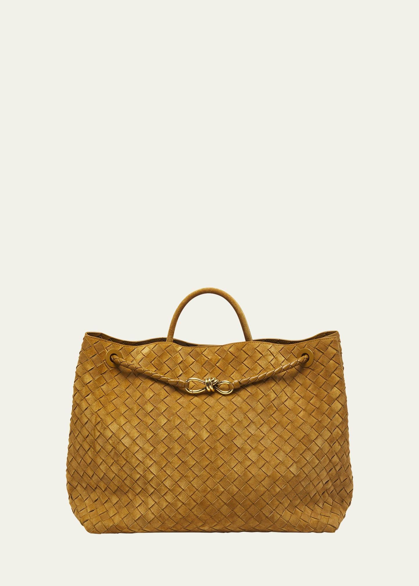 Womens Large Andiamo Intrecciato Suede Top-Handle Bag Product Image