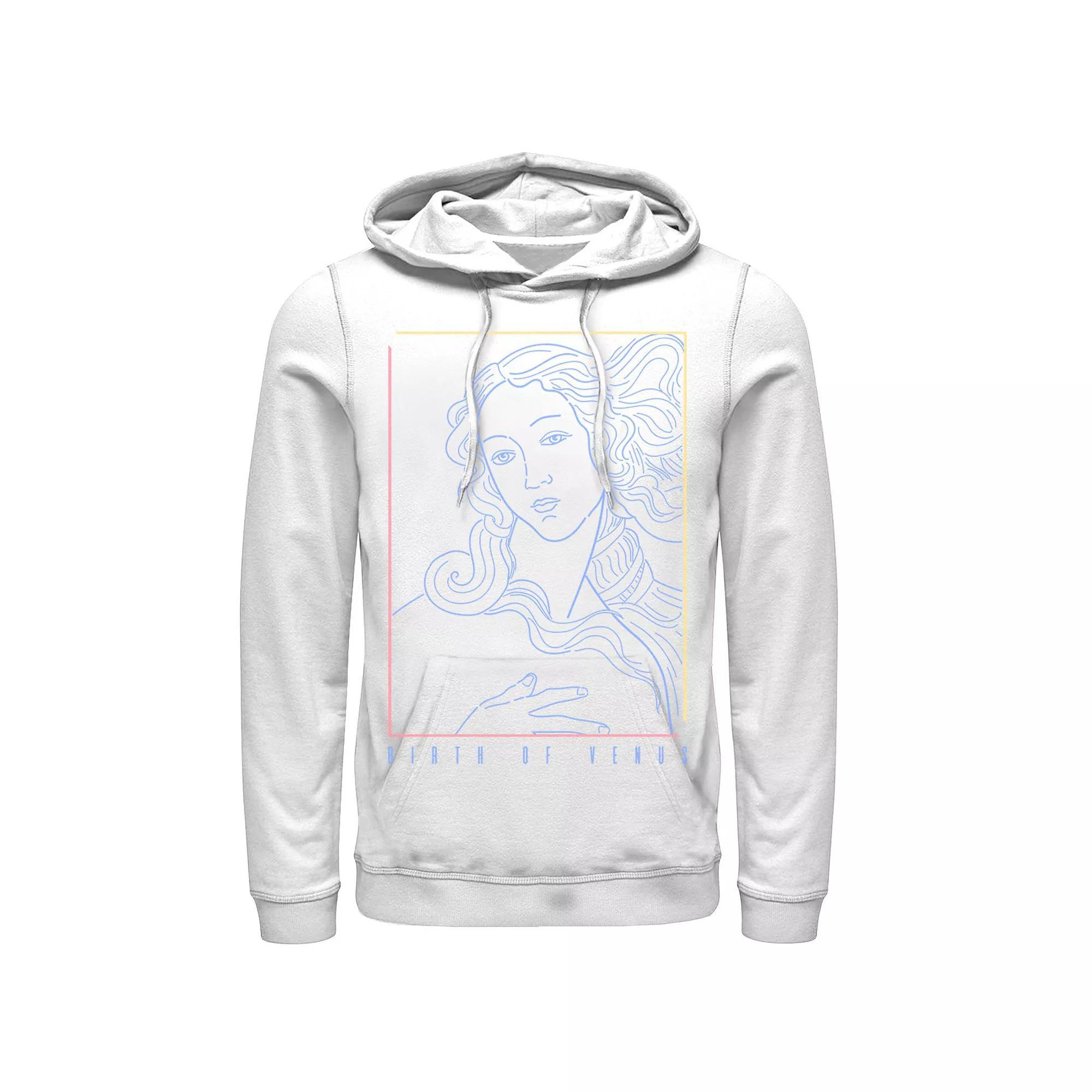 Men's Fifth Sun Birth Of Venus Line Art Portrait Hoodie, Size: Large, White Product Image