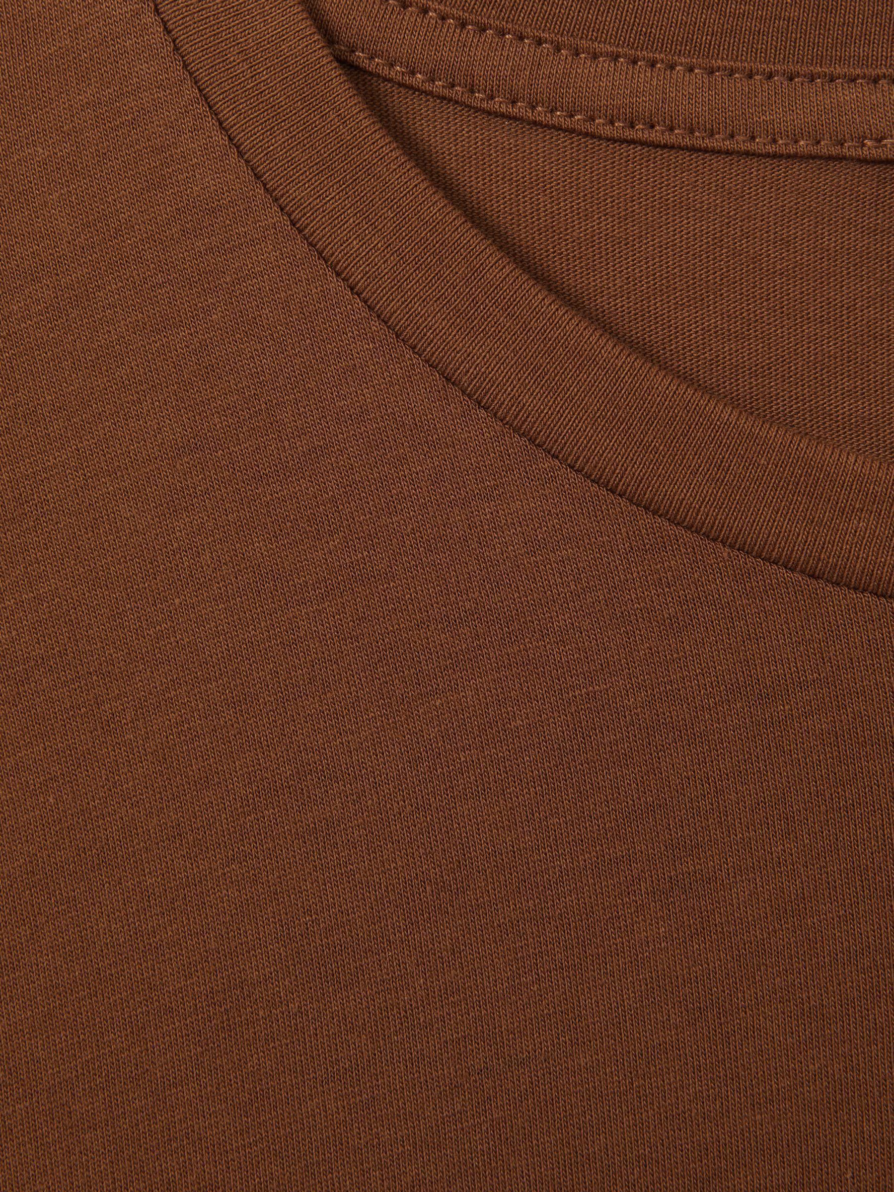 Cotton Crew Neck T-Shirt in Mocha Brown Product Image