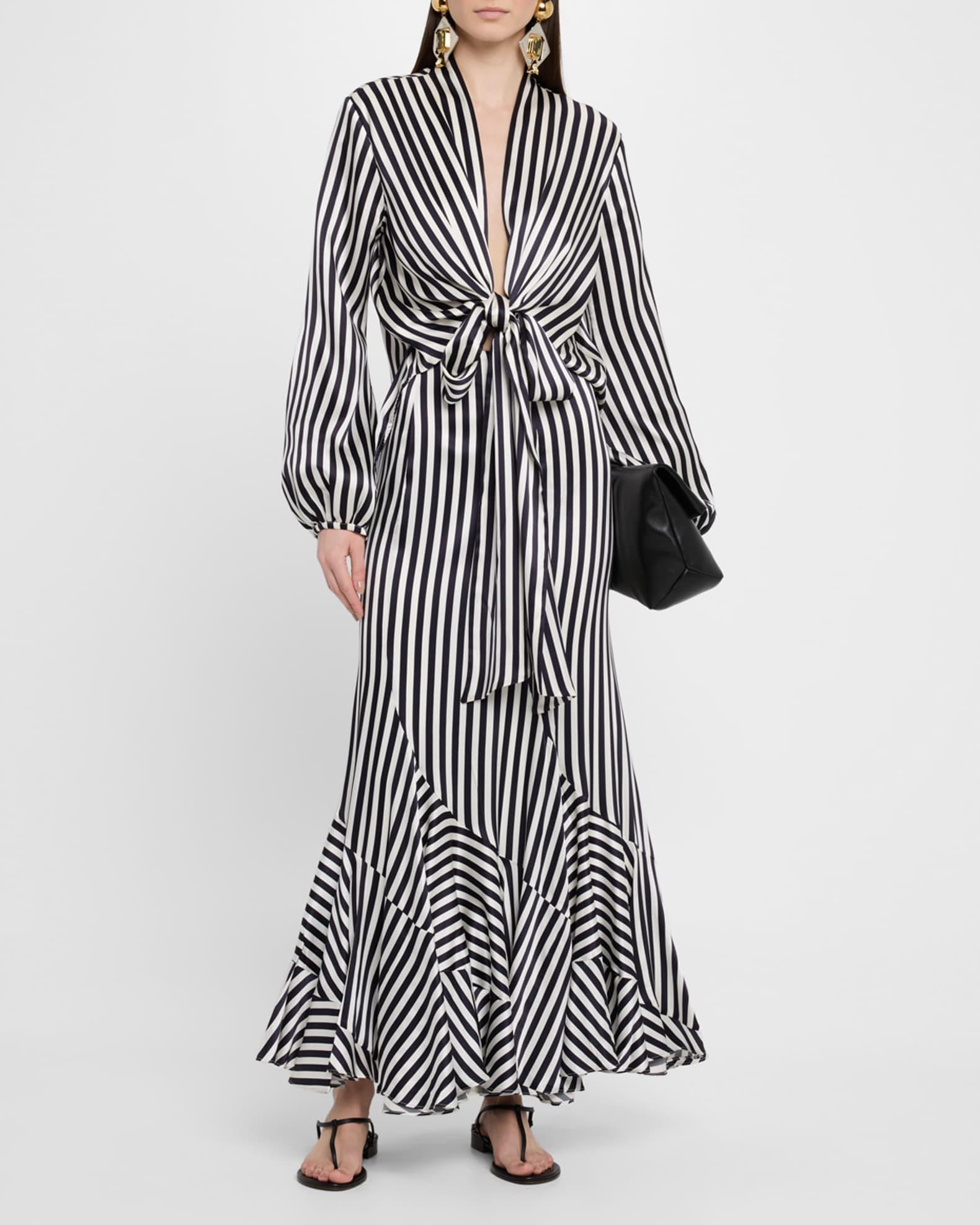 Honey Striped Tie Silk Blouse Product Image