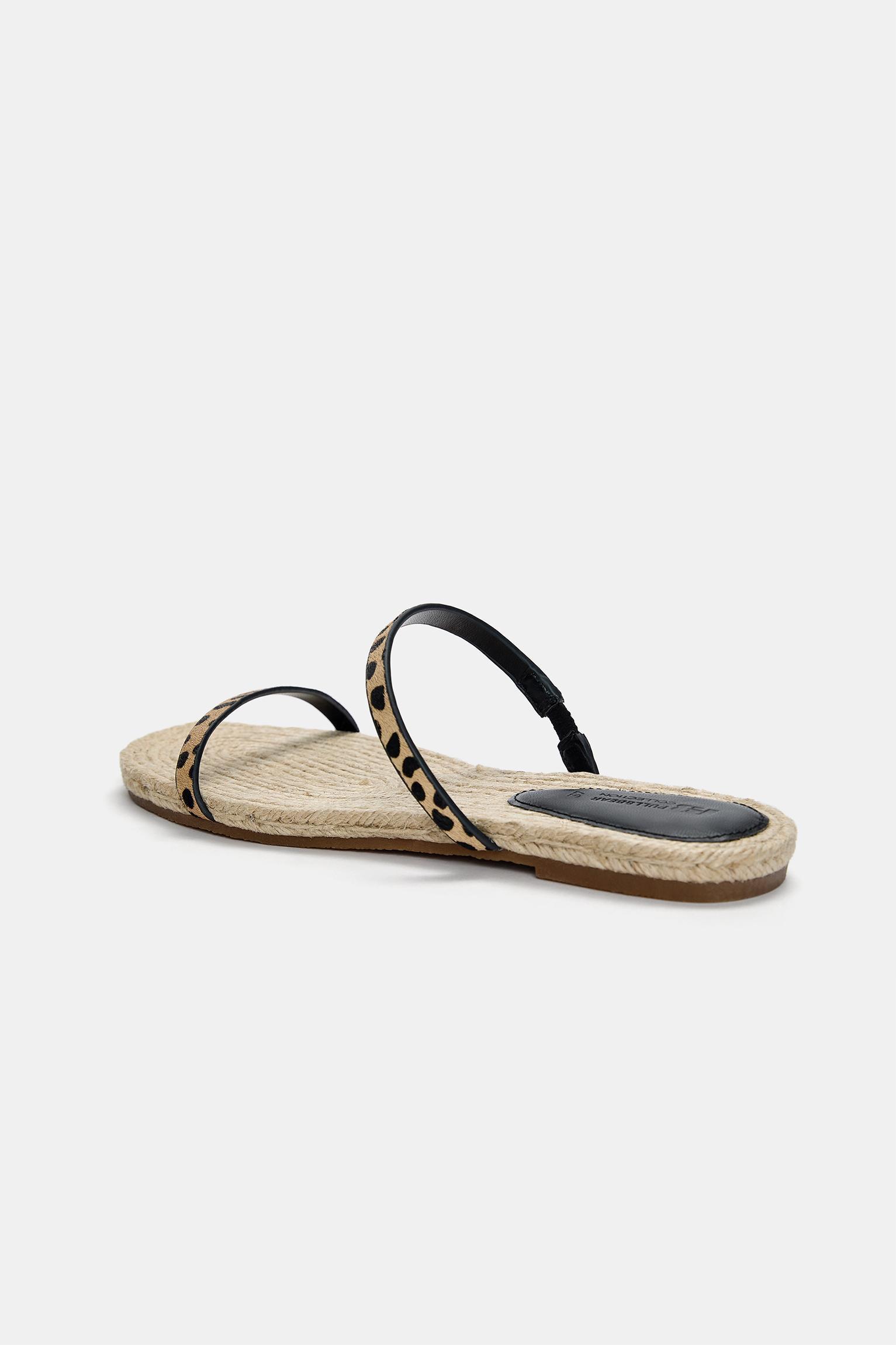 Leather and jute leopard print sandals Product Image