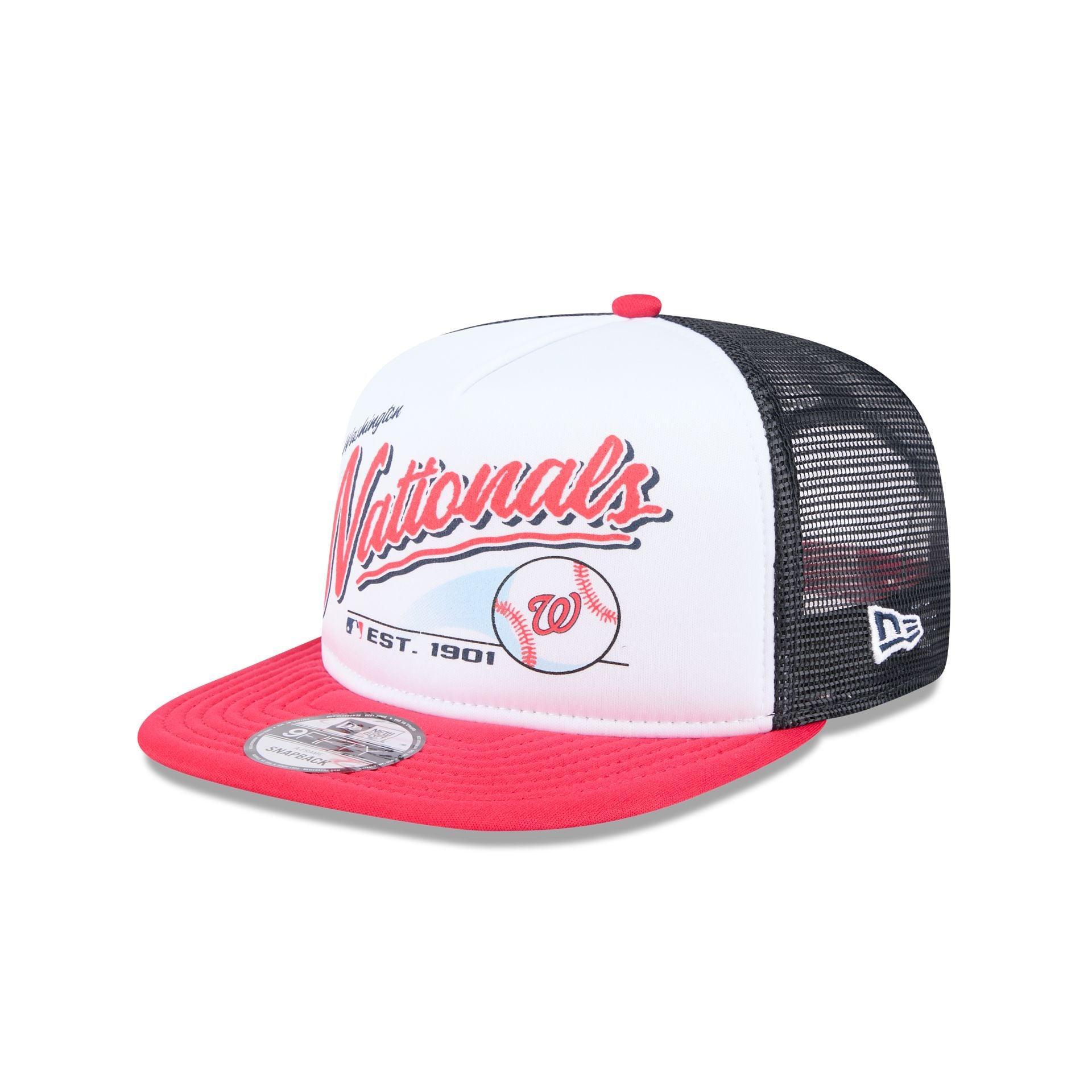 Washington Nationals Retro Script 9FIFTY A-Frame Trucker Hat Male Product Image