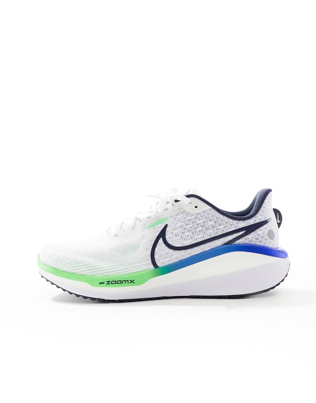 Nike Running Vomero 17 sneakers in white, blue and green Product Image