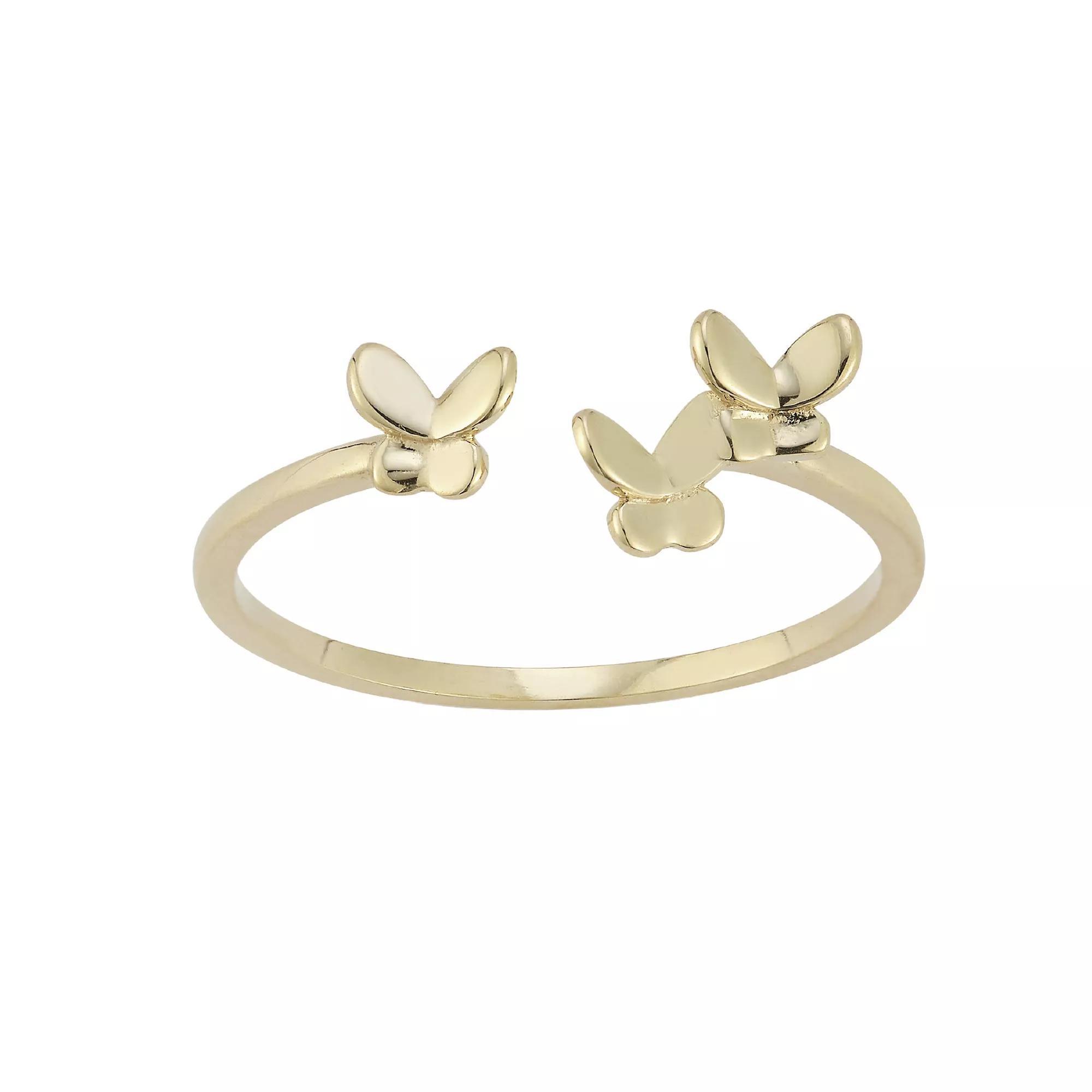 LUMINOR GOLD 14k Gold Triple Butterfly Open Ring, Women's, Size: 7, Yellow Product Image