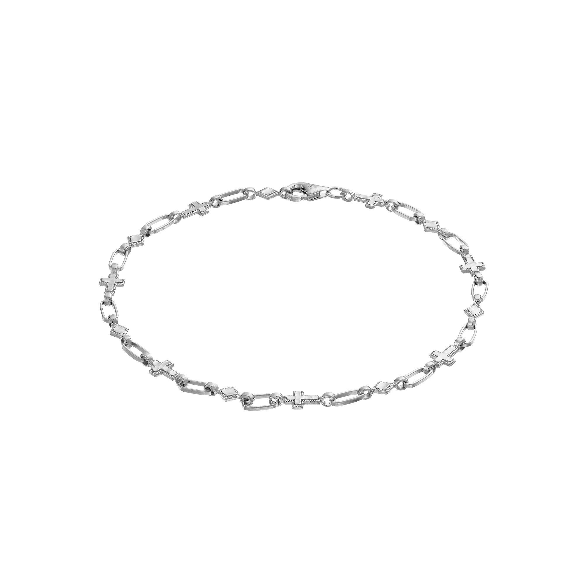 Kristen Kesho Sterling Silver Kite & Cross Link Bracelet, Women's, Size: 7.5" Product Image