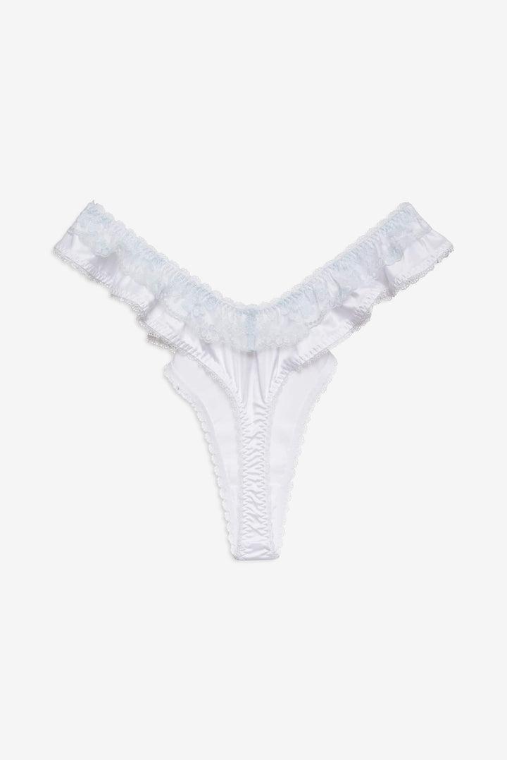 Sweetheart Ruffle Thong Panty — White Product Image