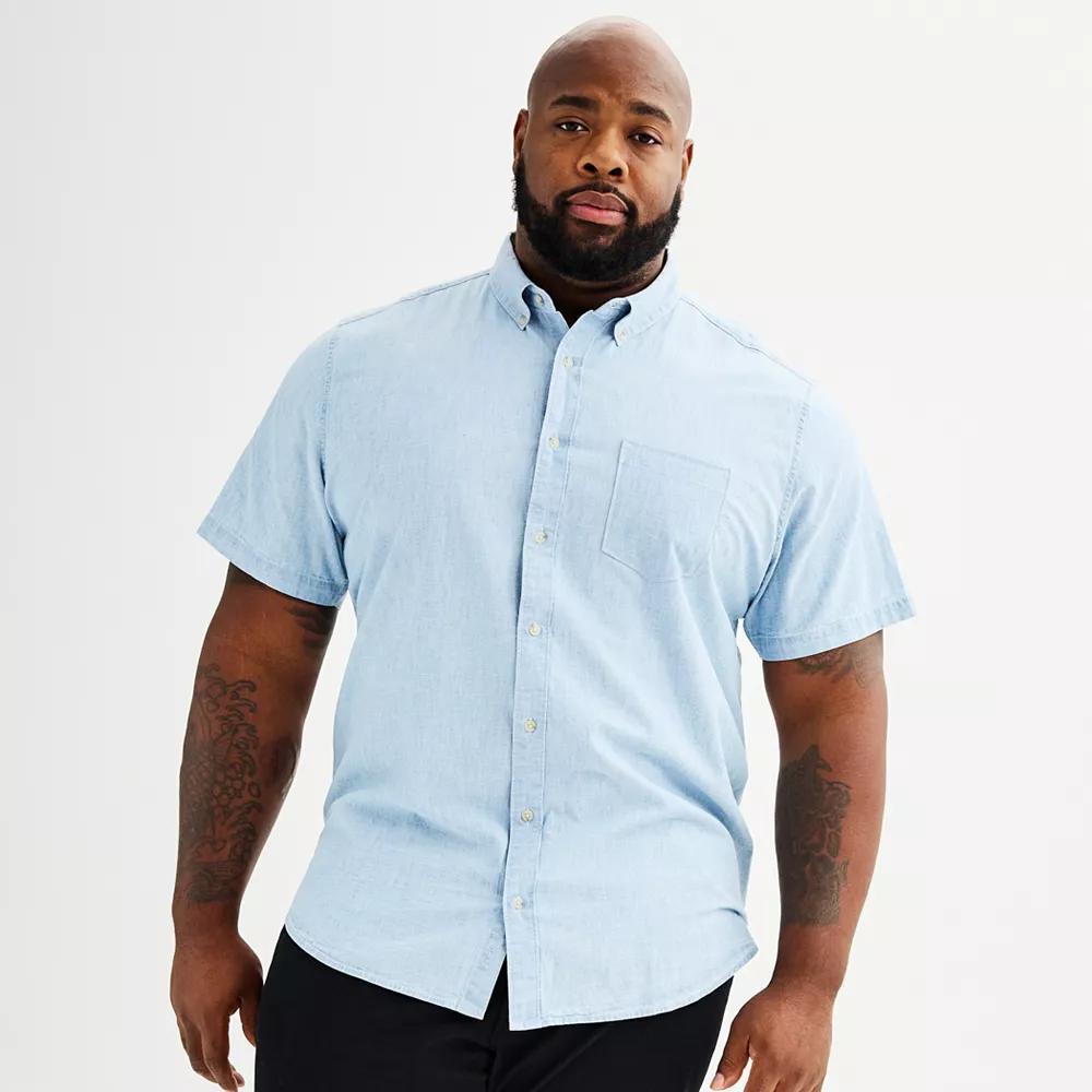 Big & Tall Sonoma Goods For Life® Perfect-Length Button-Down Shirt, Men's, Size: 2XB, Light Blue Product Image