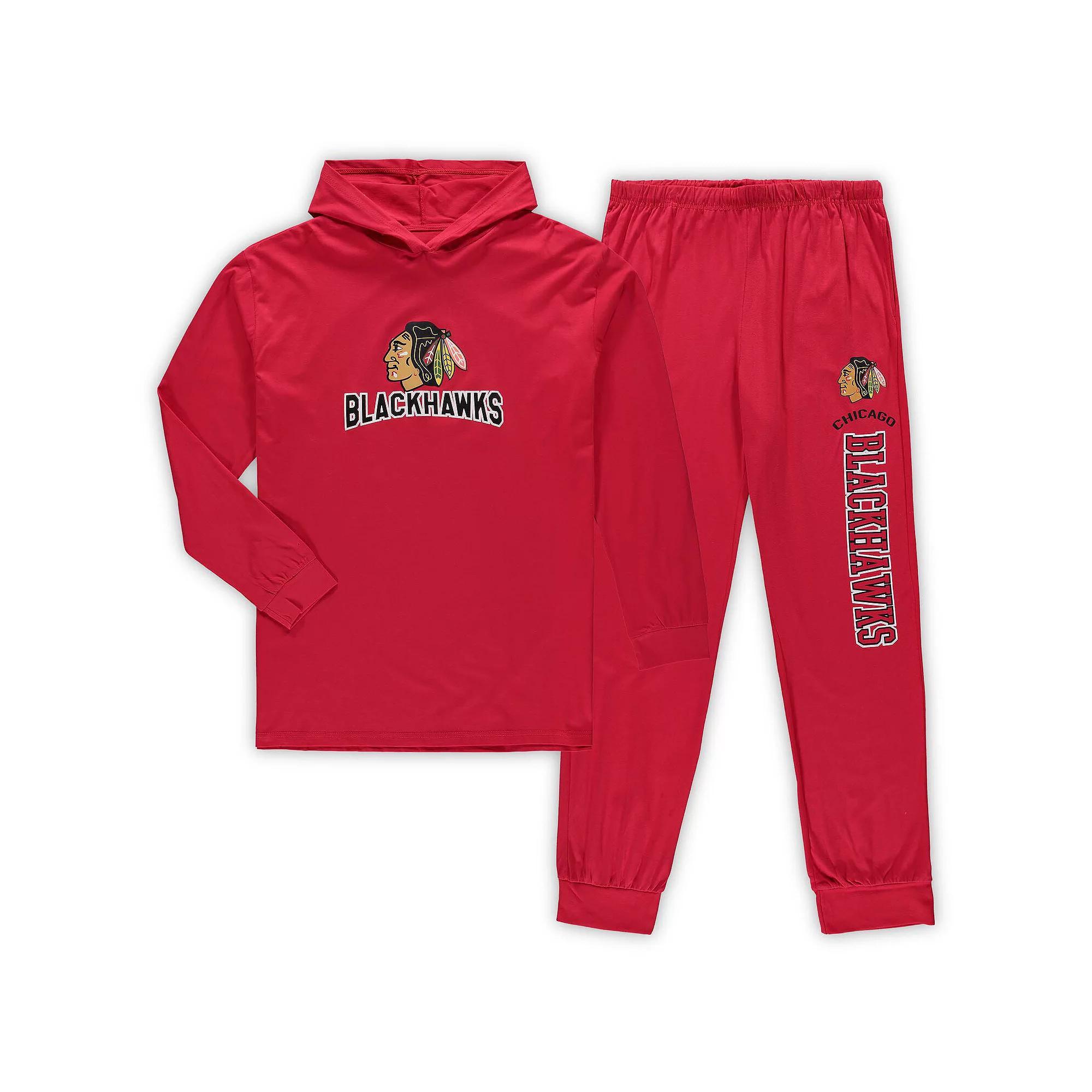 Men's Concepts Sport Red Chicago Blackhawks Big & Tall Pullover Hoodie & Joggers Sleep Set, Size: 3XLT Product Image