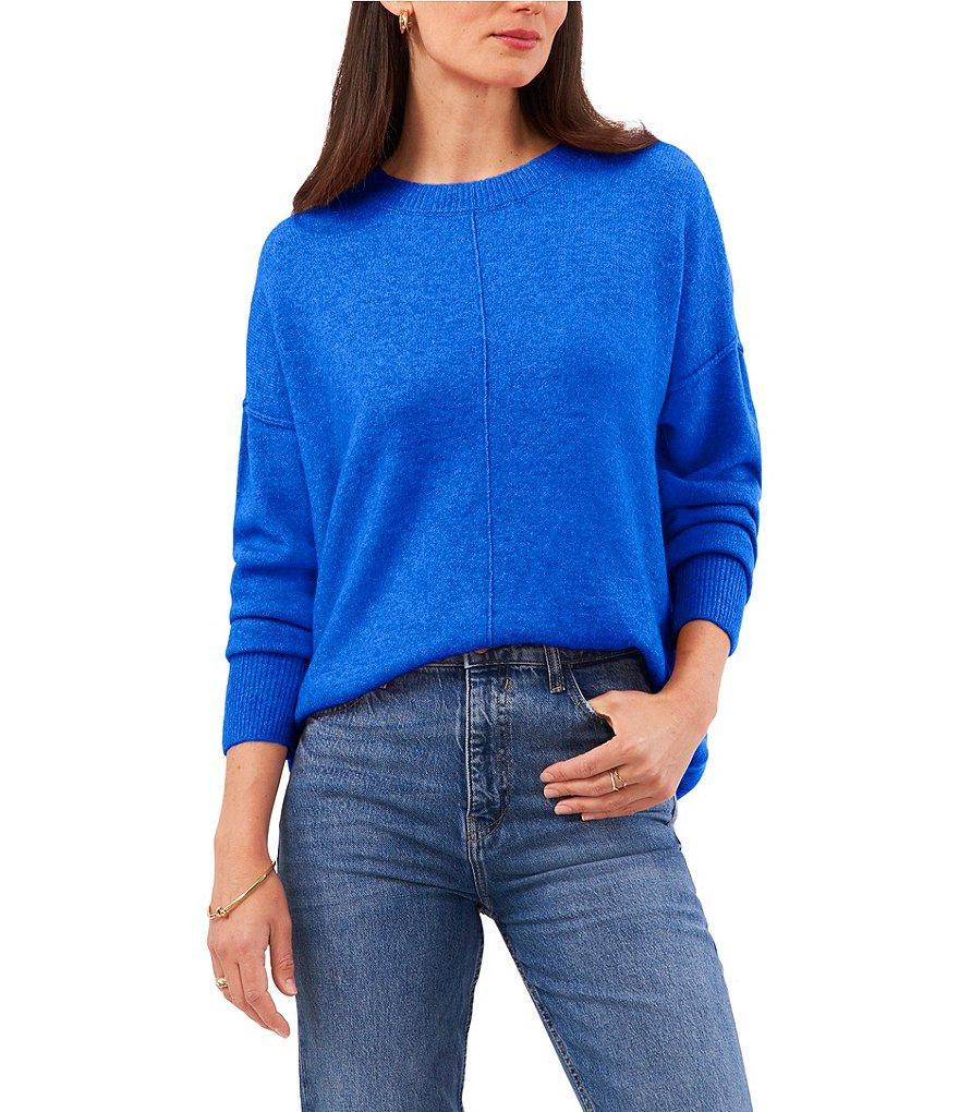 Vince Camuto Crew Neck Long Sleeve Extended Shoulder Seamed Cozy Statement Sweater Product Image