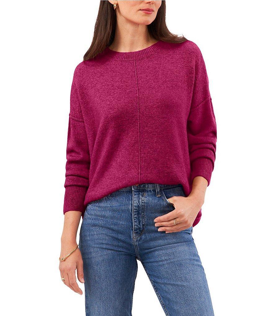 Vince Camuto Crew Neck Long Sleeve Extended Shoulder Seamed Cozy Statement Sweater Product Image