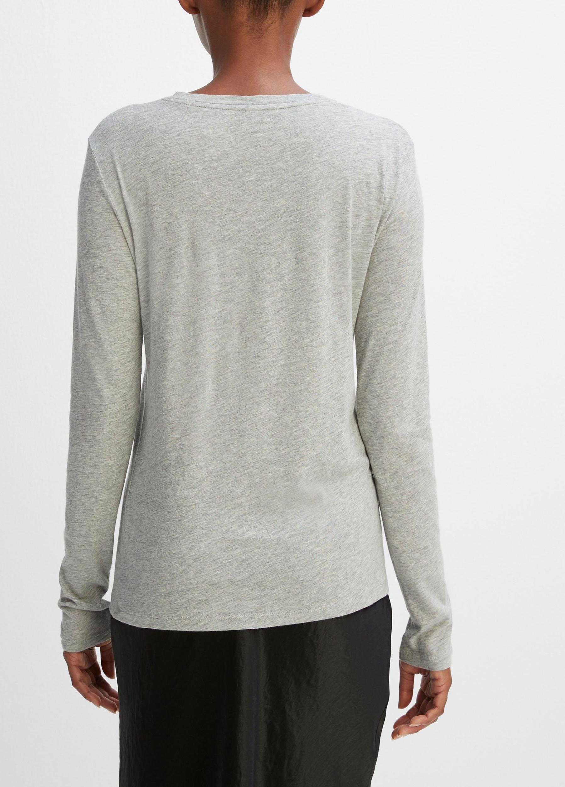 Womens Essential Long Sleeve Crew Neck T-Shirt, Heather Grey, Size XL Vince Product Image