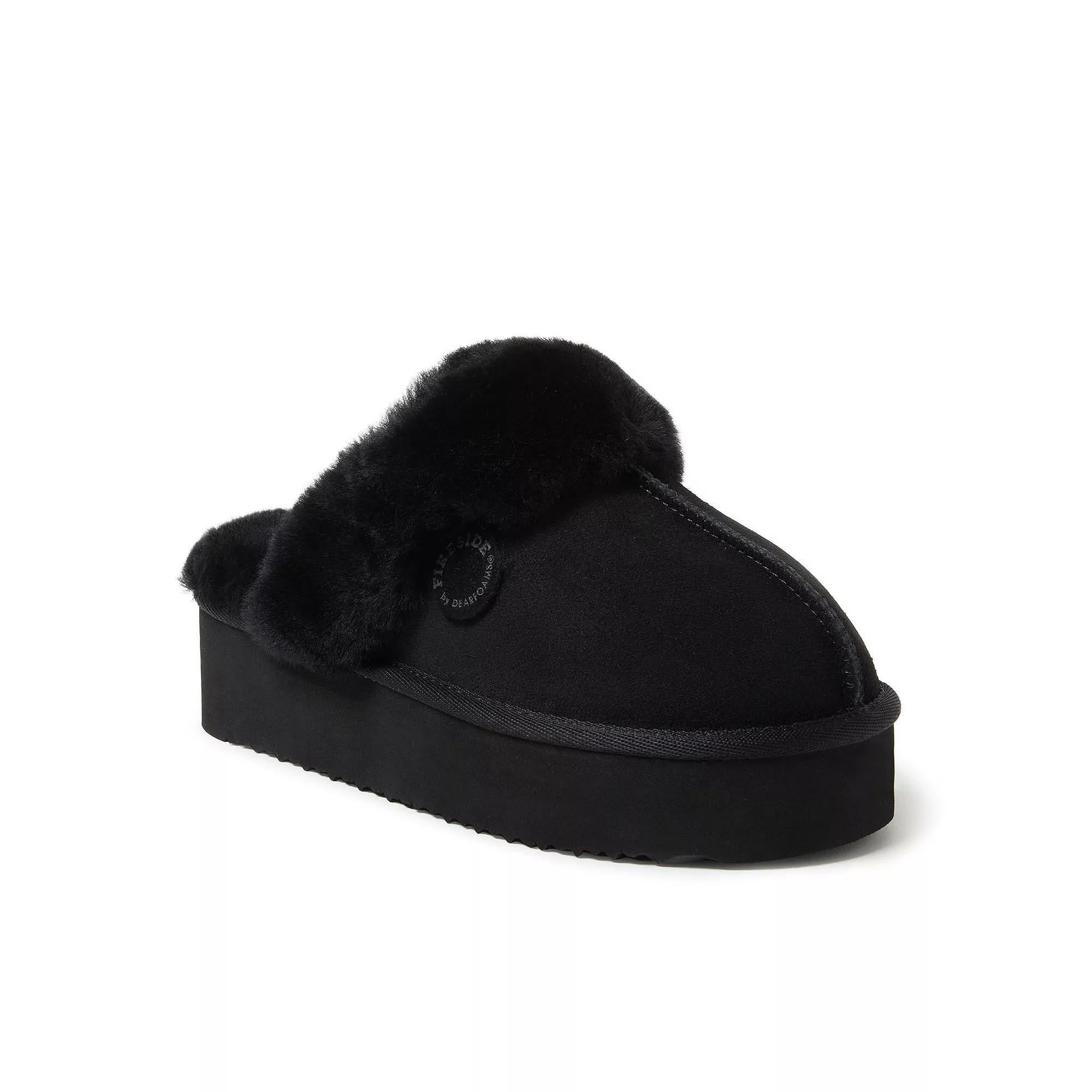 Fireside by Dearfoams Melton Shearling Womens Platform Scuff Slippers Product Image