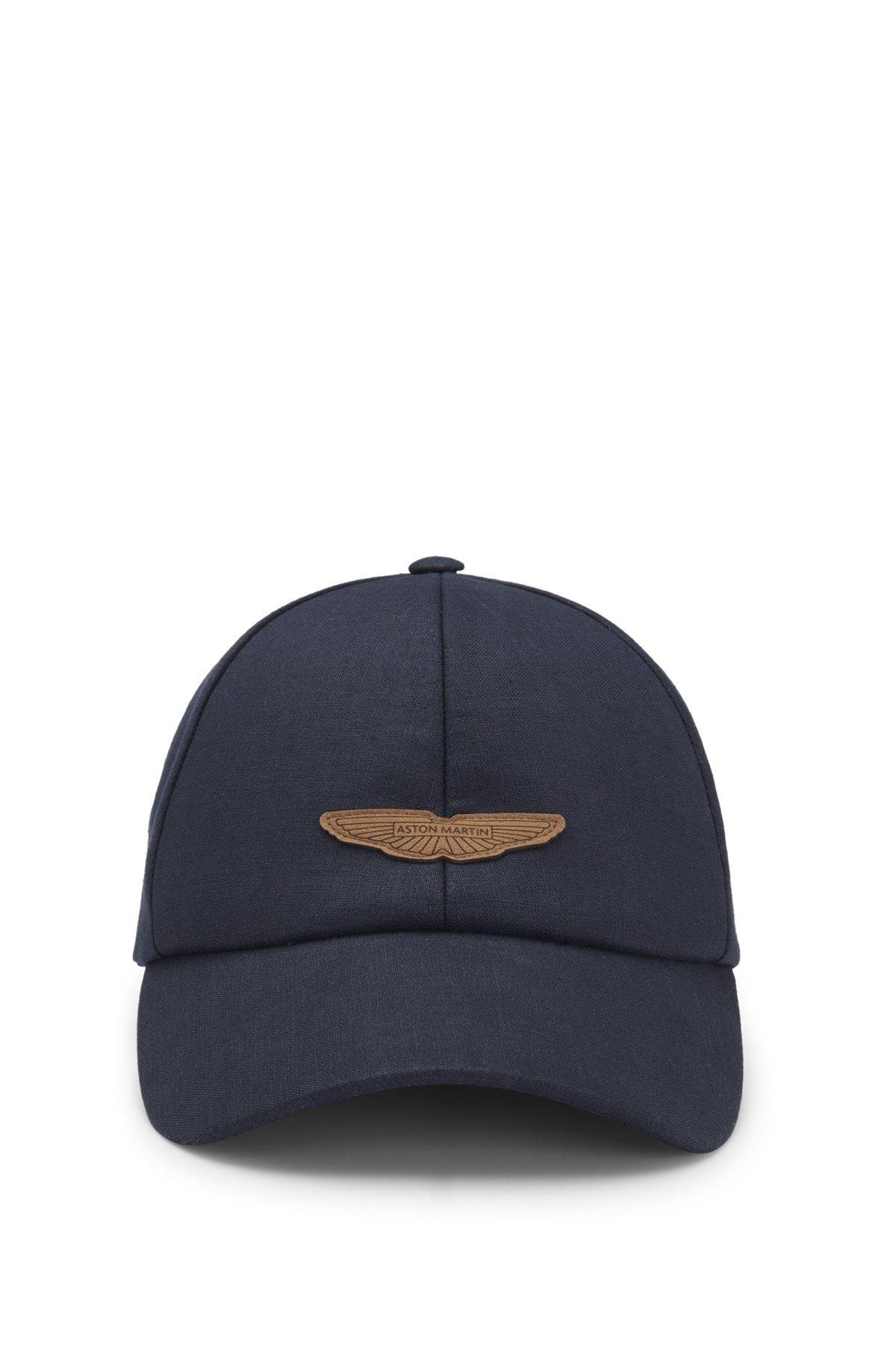 BOSS - BOSS x ASTON MARTIN cap in linen with logo patch - Dark Blue Product Image