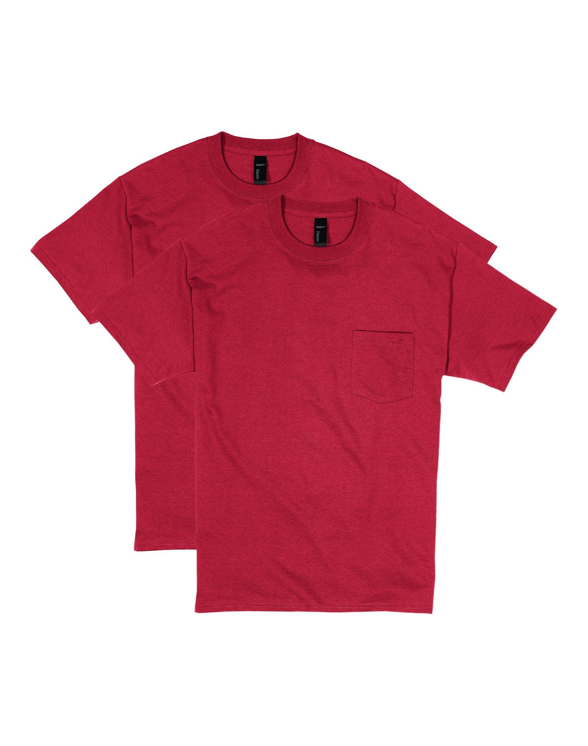 Men's Hanes® Beefy-T 2-Pack Pocket T-Shirt, Size: XL, Blue Product Image