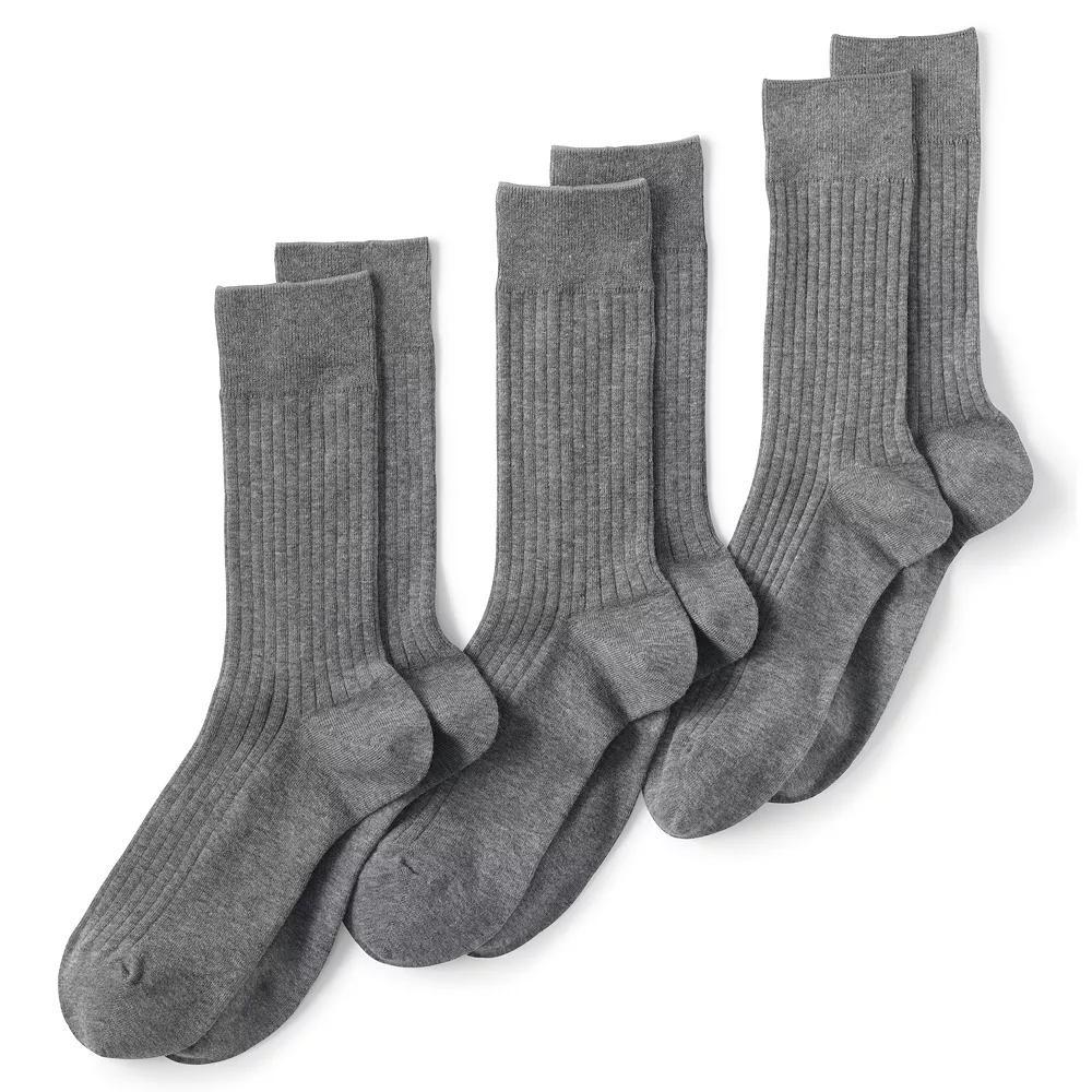 Mens Lands End Seamless-Toe Cotton 3-Pack Dress Socks Radiant Blue Product Image
