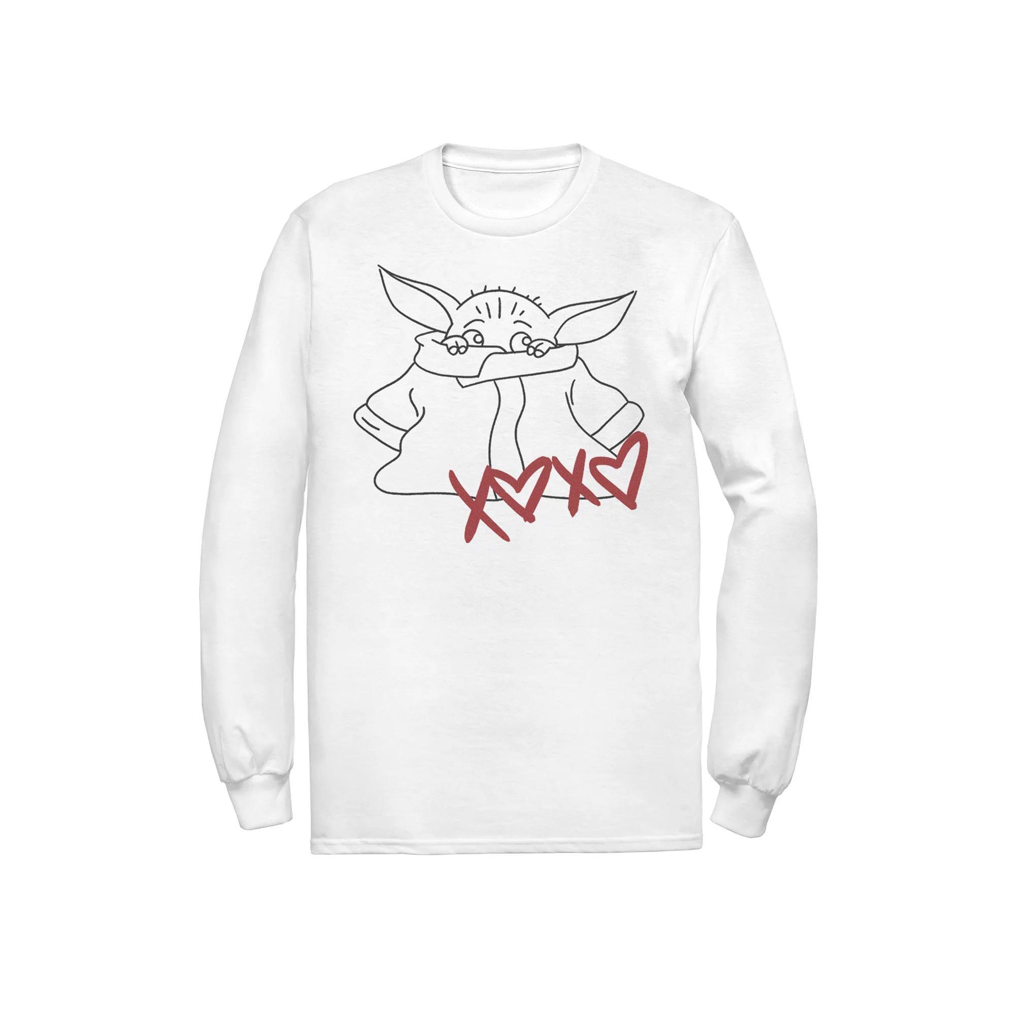 Men's Star Wars The Mandalorian The Child Valentine's Day Outline Tee, Size: Small, White Product Image