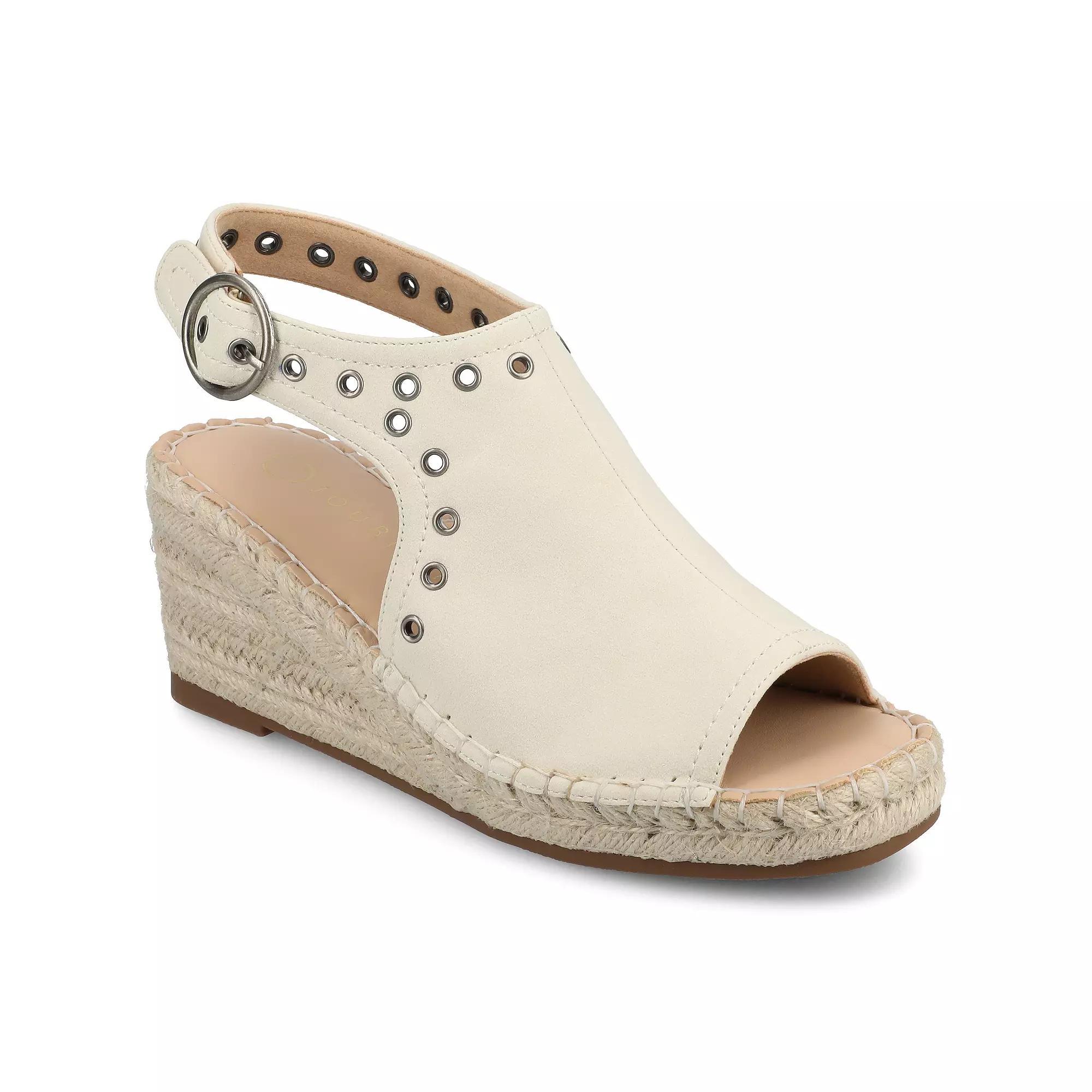 Journee Crisie Women's Ankle Strap Espadrille Wedge Sandals, Size: 8.5, White Product Image