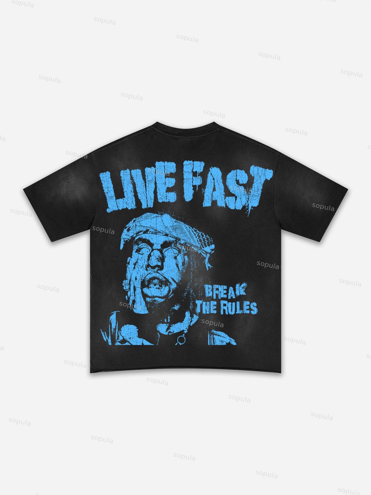 Lips Graphic Print Washed T-shirt Product Image