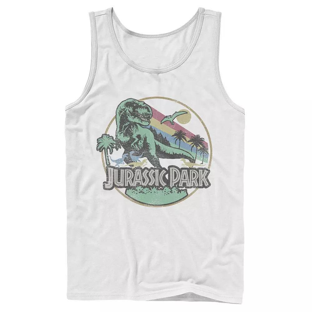 Men's Jurassic Park Retro Circle Tank Top, Size: Large, White Product Image