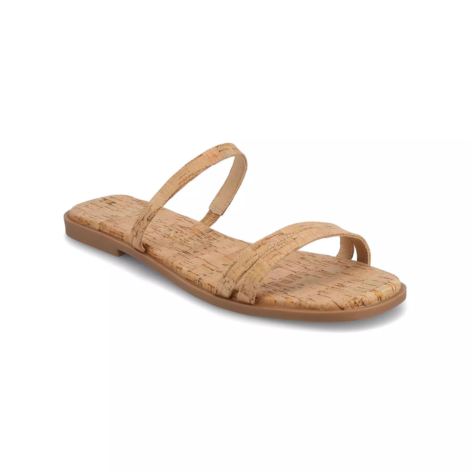 Journee Women's Multi Strap Slide On Flat Sandals, Size: 9, Brown Product Image