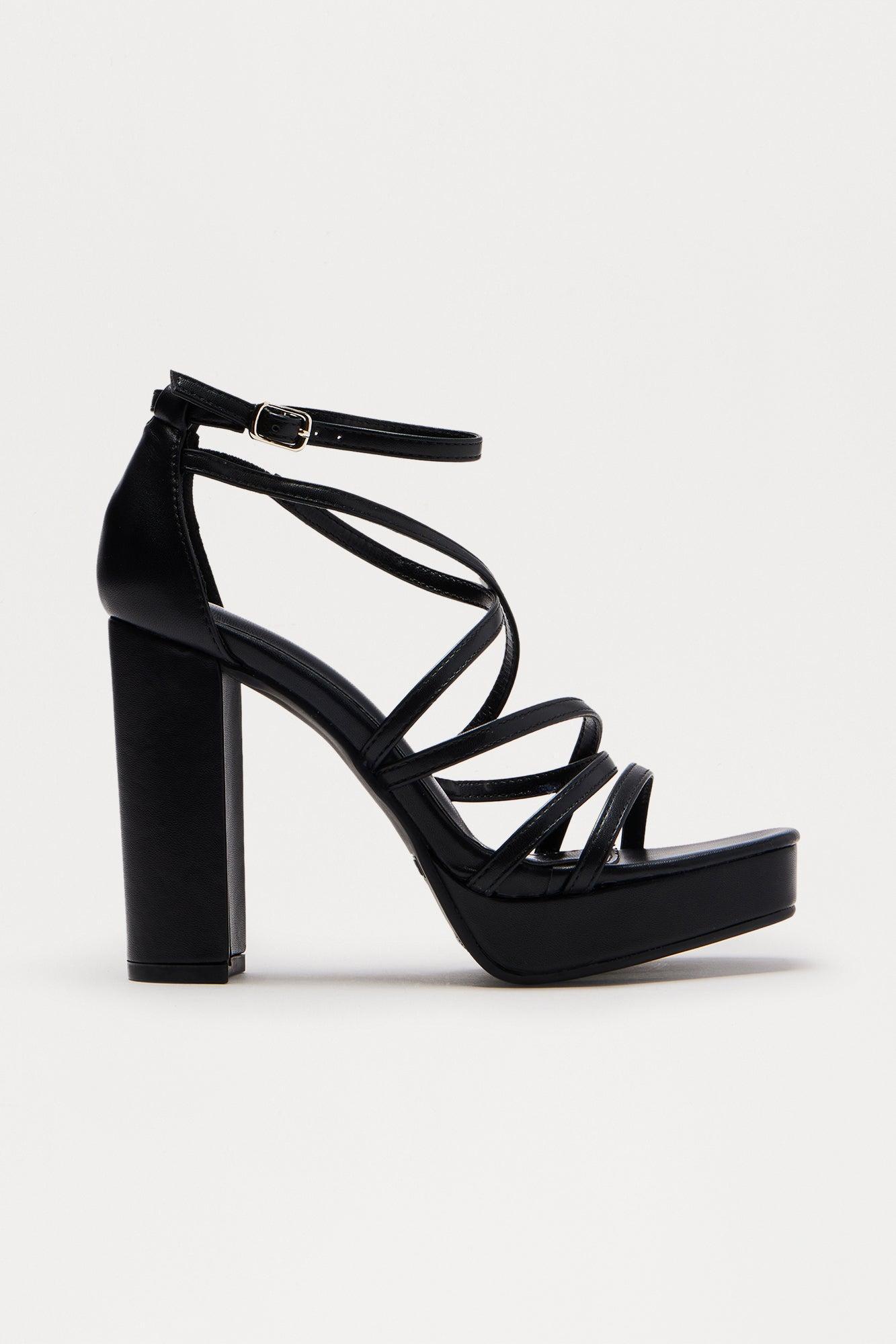 Cadel Faux Leather Heels - Black Product Image