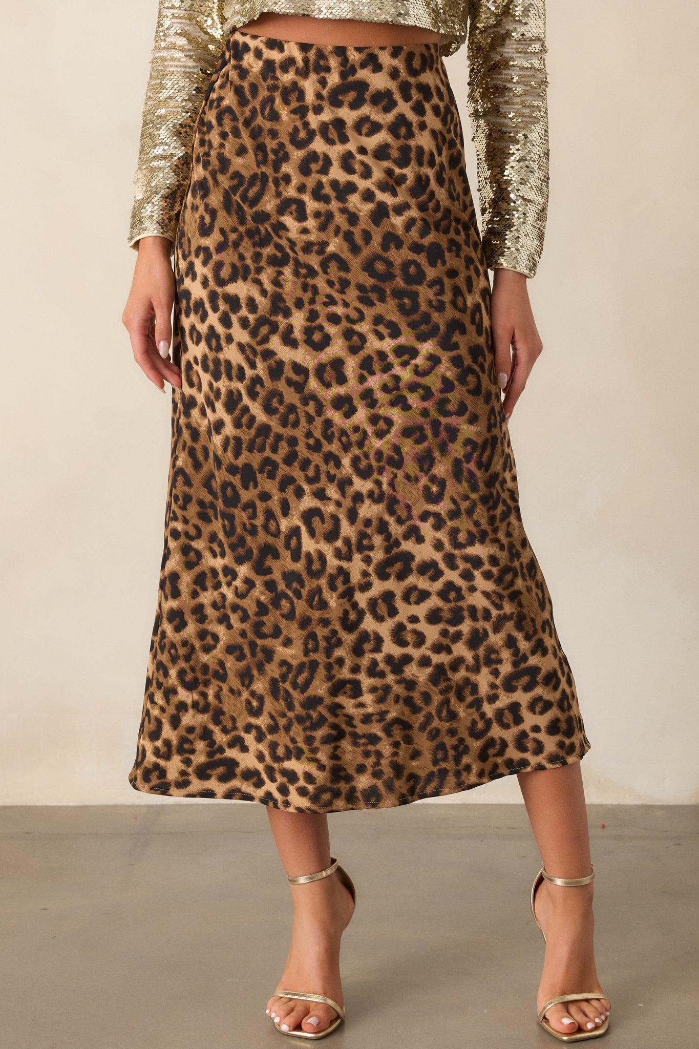 Against The Odds Leopard Print Midi Skirt Product Image