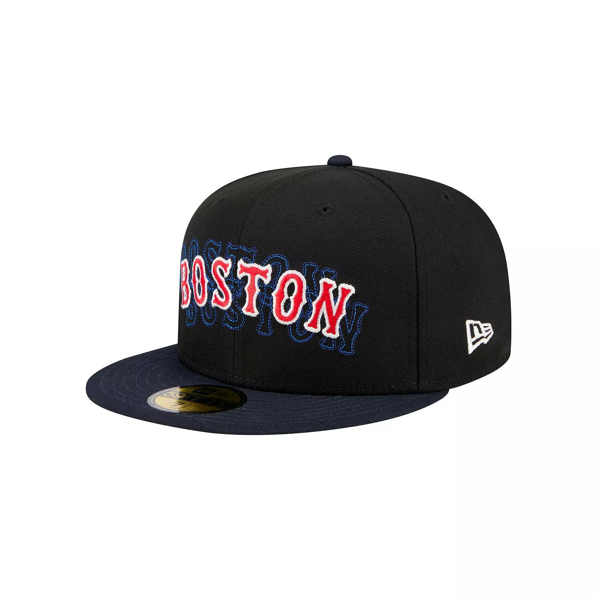 Men's New Era Black Boston Red Sox Shadow Stitch 59FIFTY Fitted Hat, Size: 7 3/8 Product Image