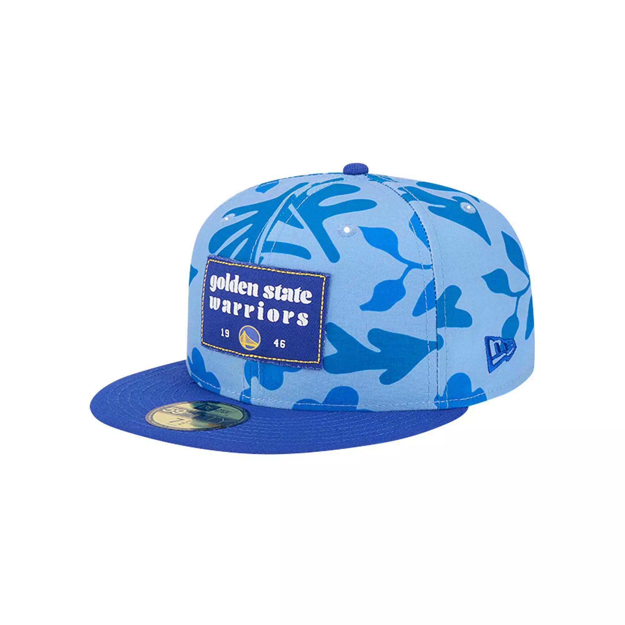 Men's New Era Royal Golden State Warriors Palm Fronds 2-Tone 59FIFTY Fitted Hat, Size: 8, Blue Product Image