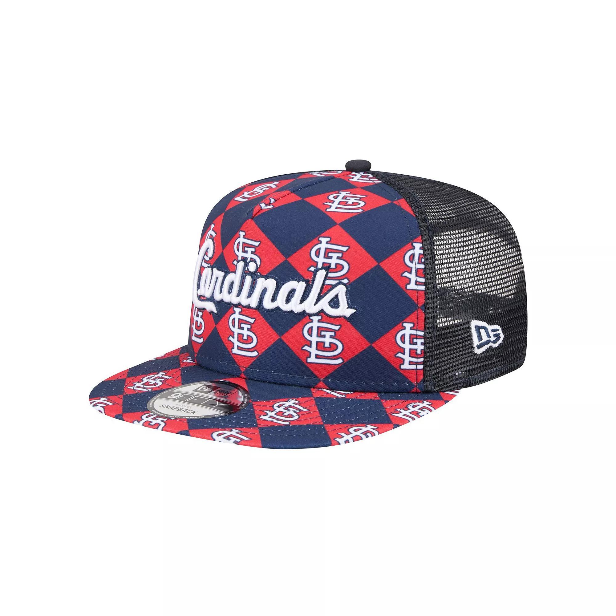Men's New Era Navy St. Louis Cardinals Seeing Diamonds A-Frame Trucker 9FIFTY Snapback Hat, Blue Product Image