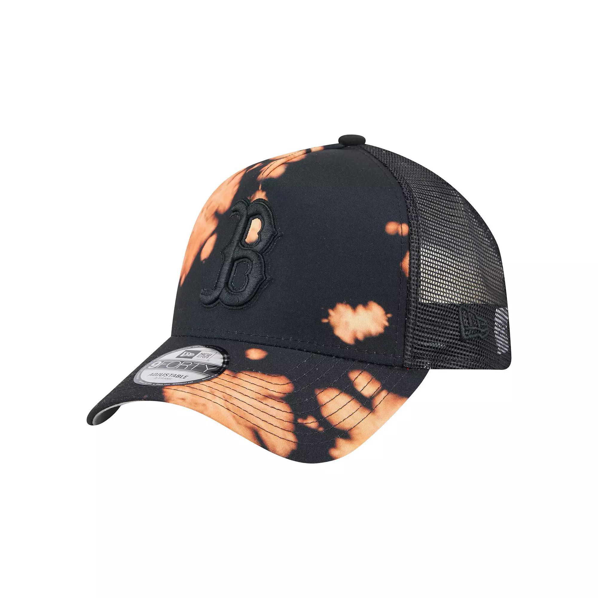 Men's New Era  Black Boston Red Sox Bleached A-Frame 9FORTY Adjustable Hat Product Image