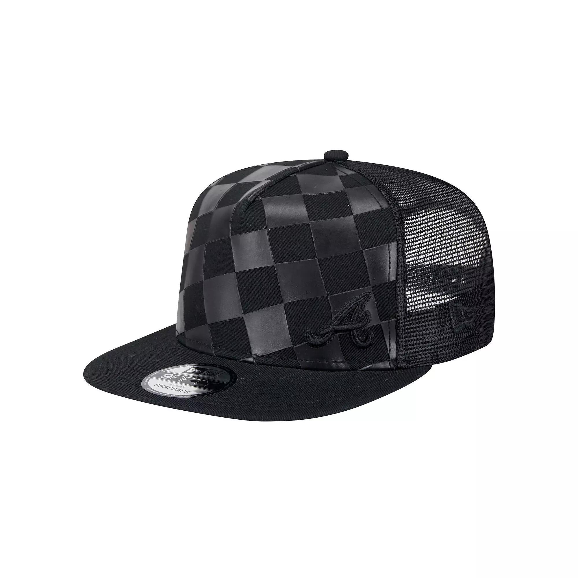 Mens New Era Atlanta Braves Score Check A-Frame Trucker 9FIFTY Snapback Hat Product Image