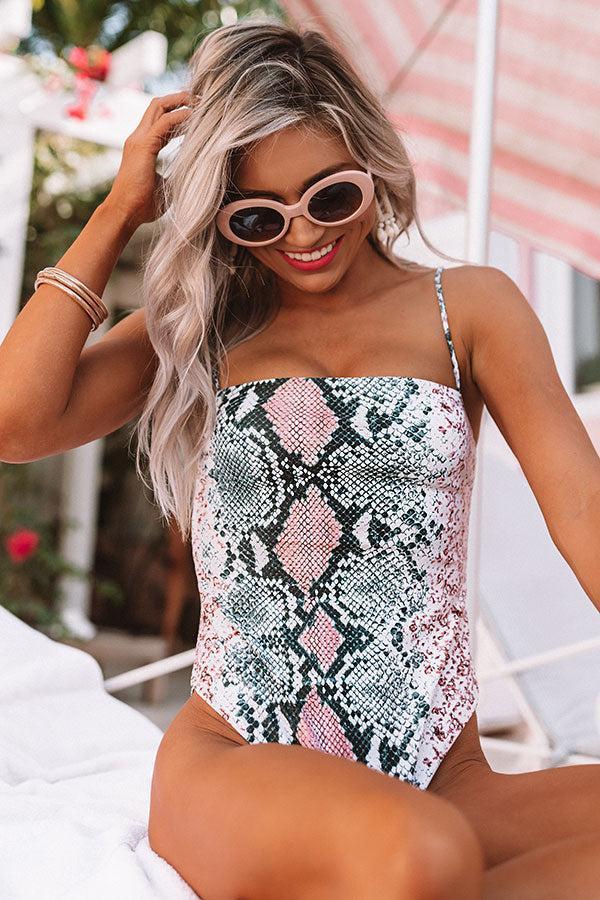 Sea Dive Snake Print One Piece Swimsuit in Peach Product Image