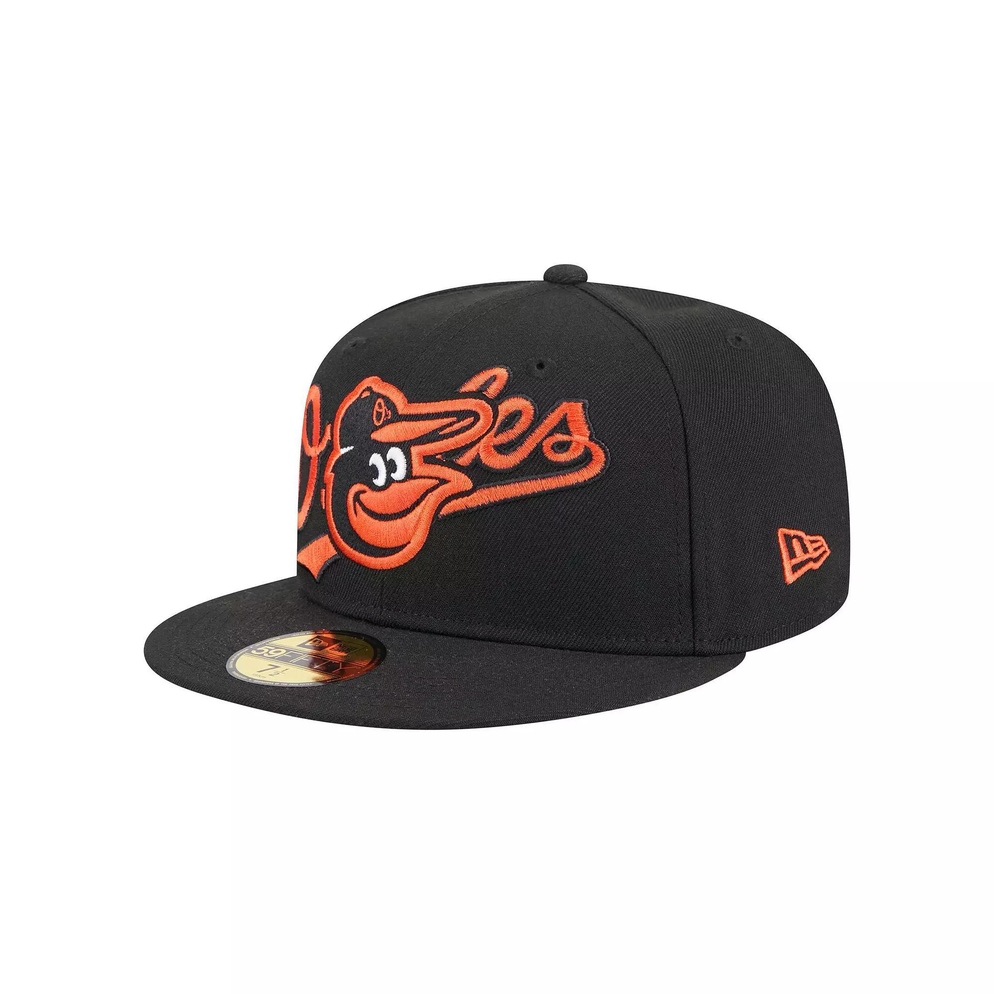 Men's New Era Black Baltimore Orioles Overlap 59FIFTY Fitted Hat, Size: 7 Product Image