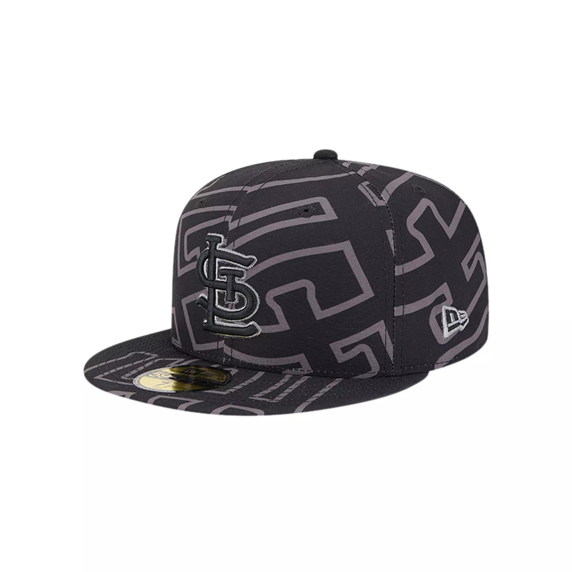 Men's New Era Black St. Louis Cardinals Logo Fracture 59FIFTY Fitted Hat, Size: 7 1/2 Product Image