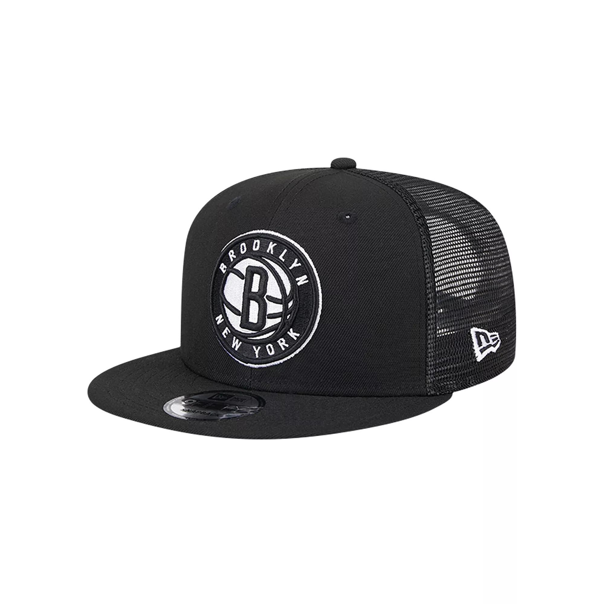 Men's New Era Black Brooklyn Nets Evergreen Meshback 9FIFTY Snapback Hat Product Image