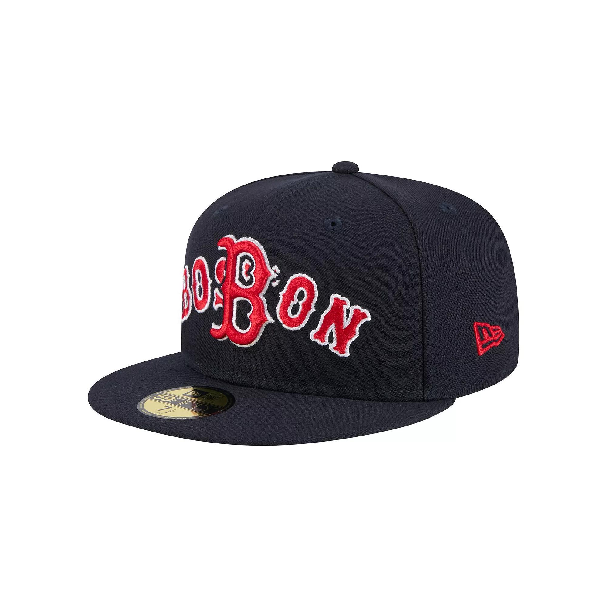 Men's New Era Navy Boston Red Sox Overlap 59FIFTY Fitted Hat, Size: 7 1/2, Blue Product Image
