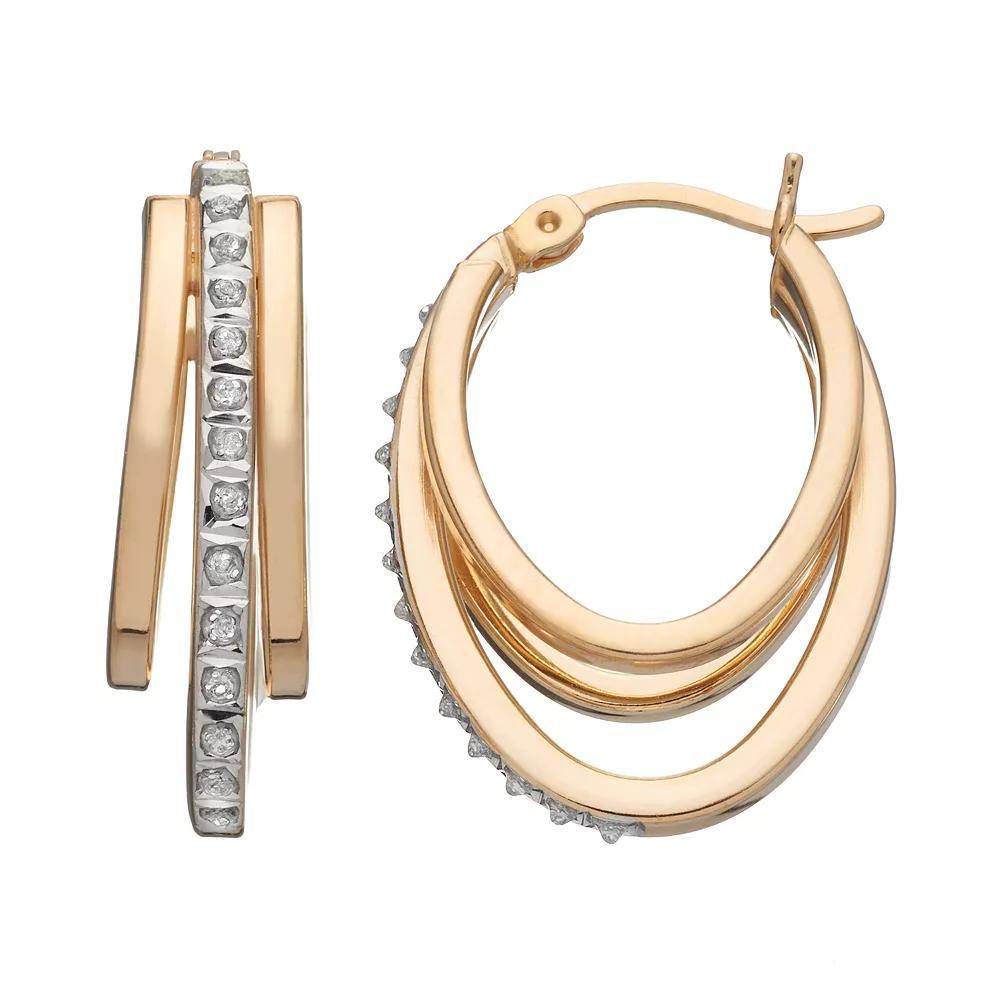 Diamond Mystique 18k Gold Over Sterling Silver Diamond Accent Multi Oval Hoop Earrings, Women's, Gold Tone Product Image