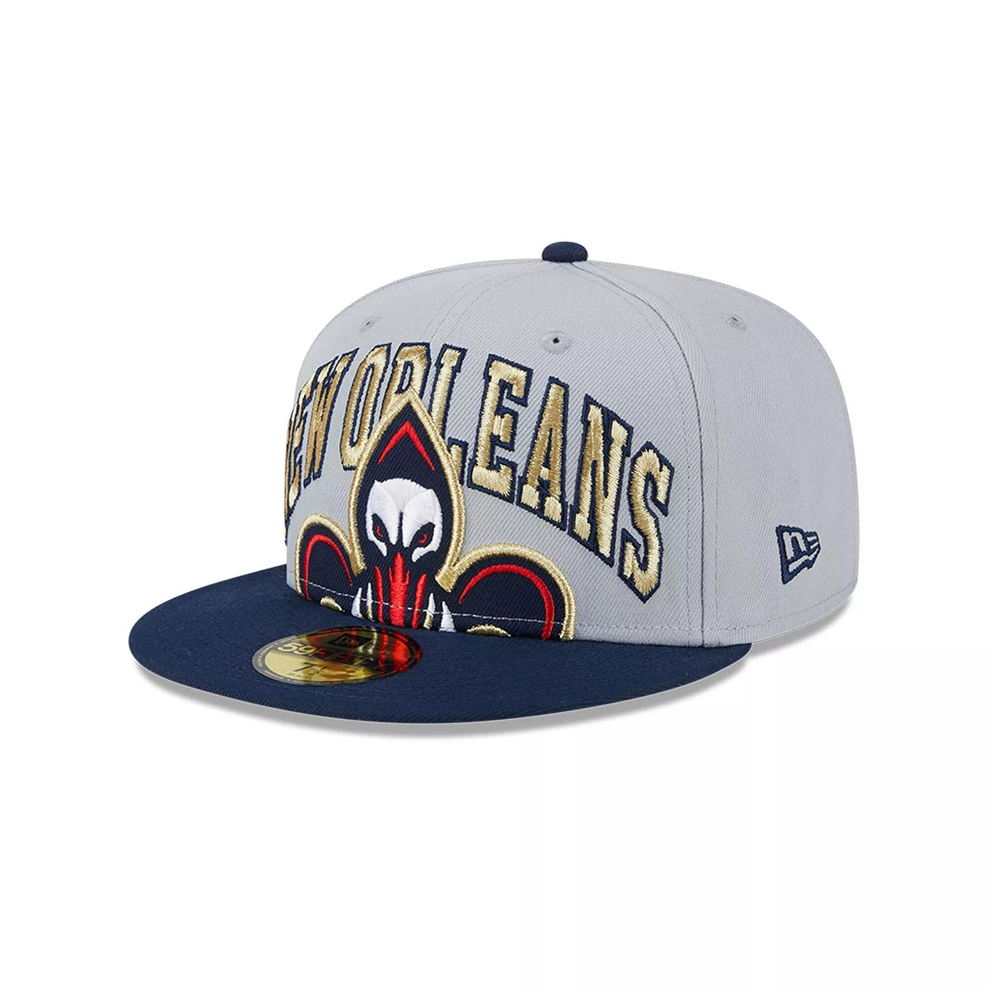 Men's New Era Gray/Navy New Orleans Pelicans Tip-Off Two-Tone 59FIFTY Fitted Hat, Size: 7 1/8, Grey Product Image