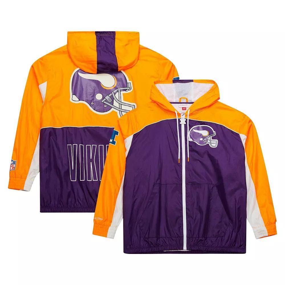 Men's Mitchell & Ness White Minnesota Vikings Big Shot Premium Full-Zip Windbreaker, Size: Medium Product Image