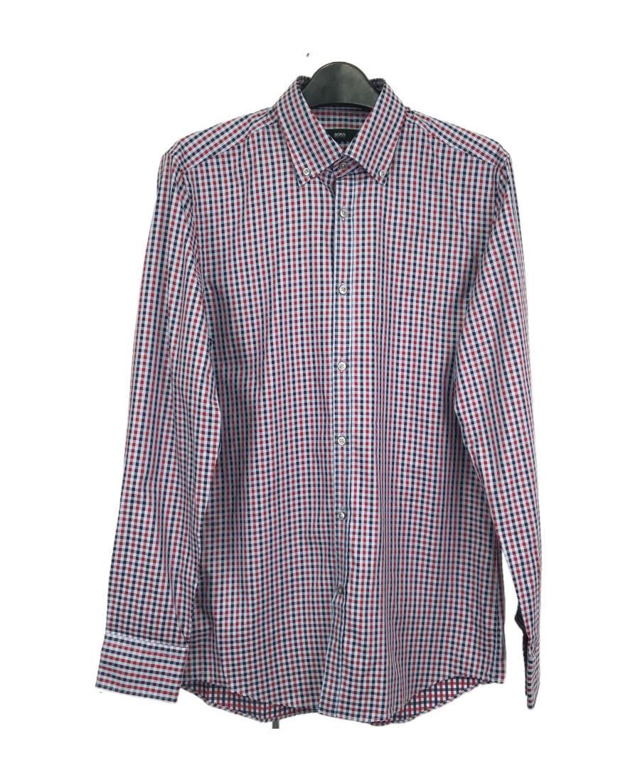 HUGO BOSS Long-sleeved Lapel Shirt In Gray Product Image