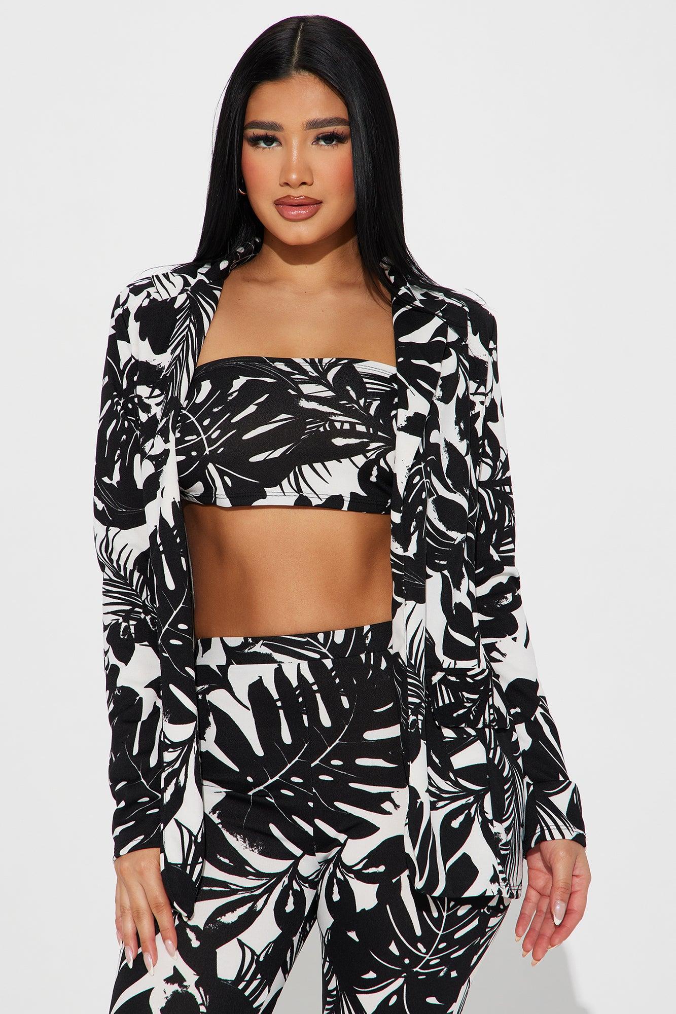 Tropical Vibe 3 Piece Pant Set - Black/White Product Image