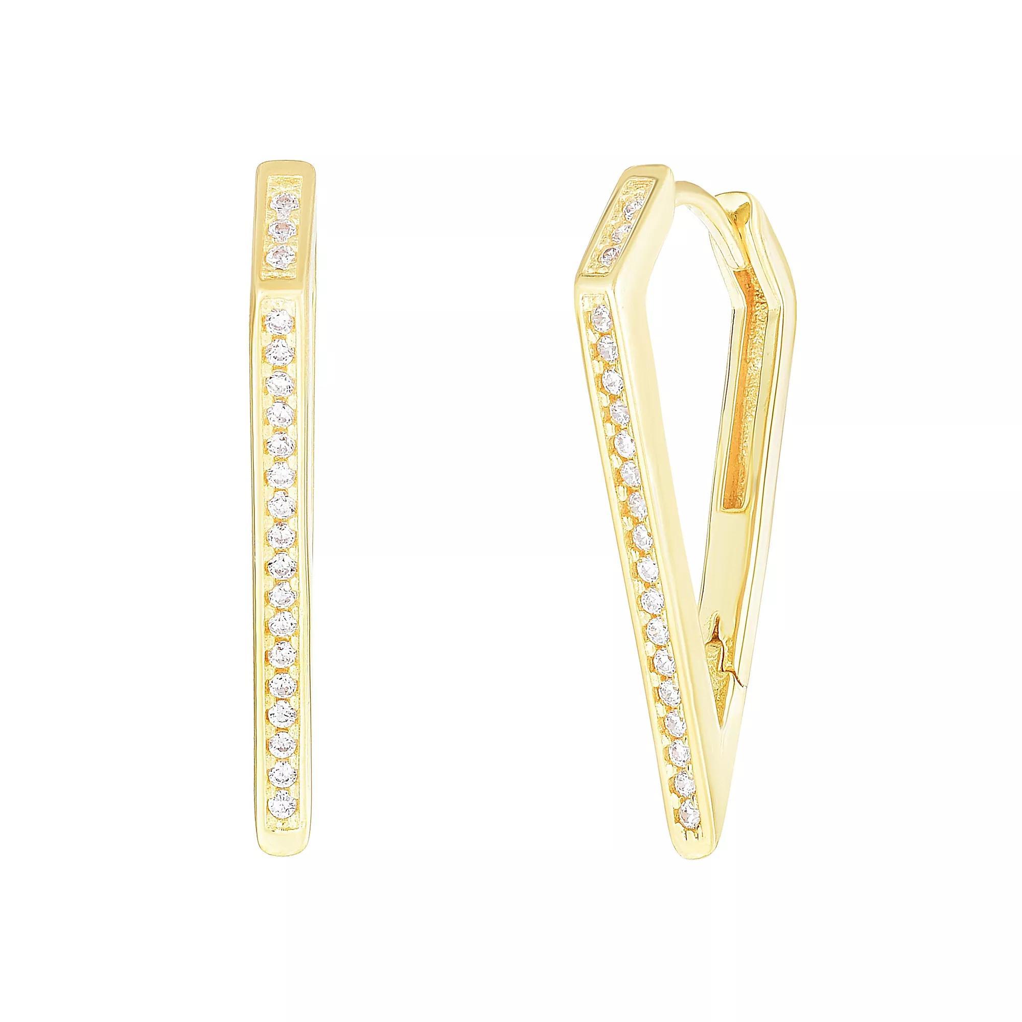 Sunkissed Sterling Sterling Silver Cubic Zirconia Pointed Hoop Earrings, Women's, Silver Tone Product Image