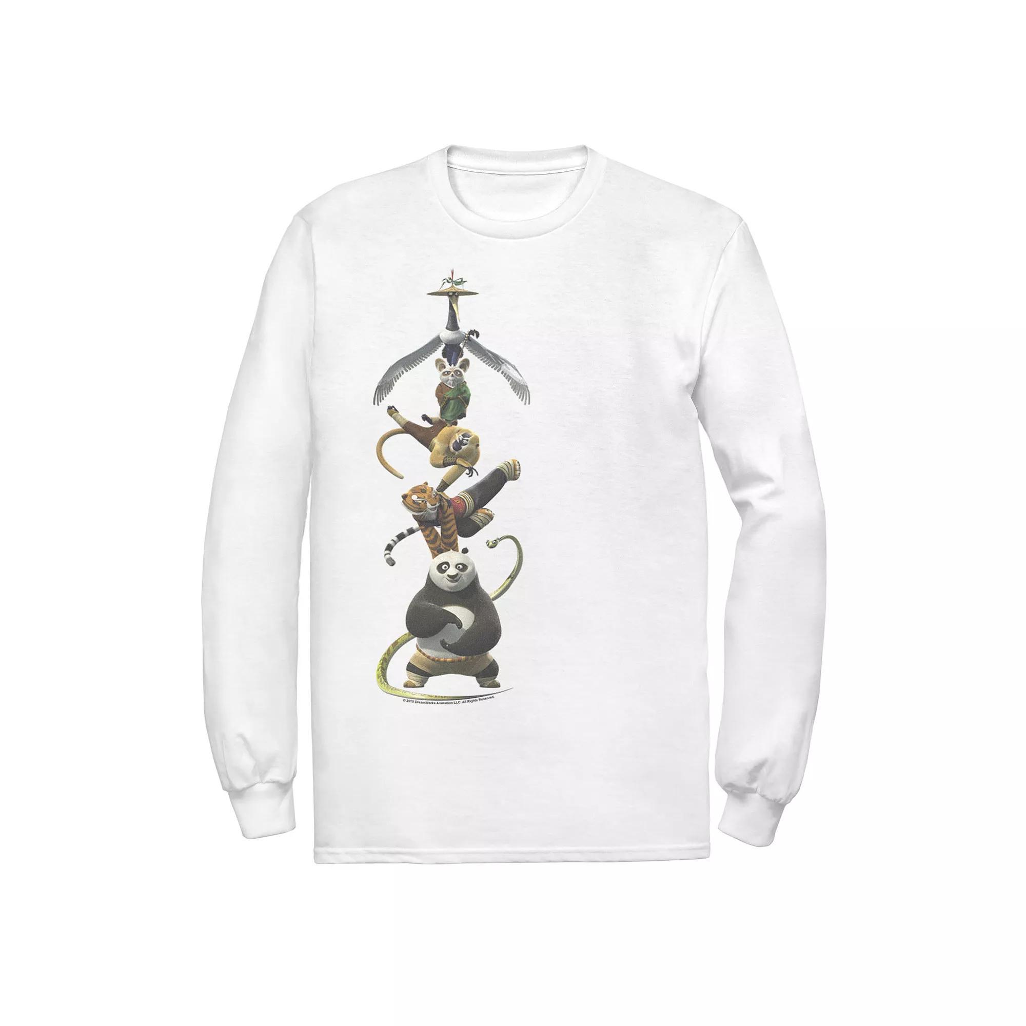 Men's Kung Fu Panda Po And The Furious Five Stack Portrait Tee, Size: Medium, White Product Image