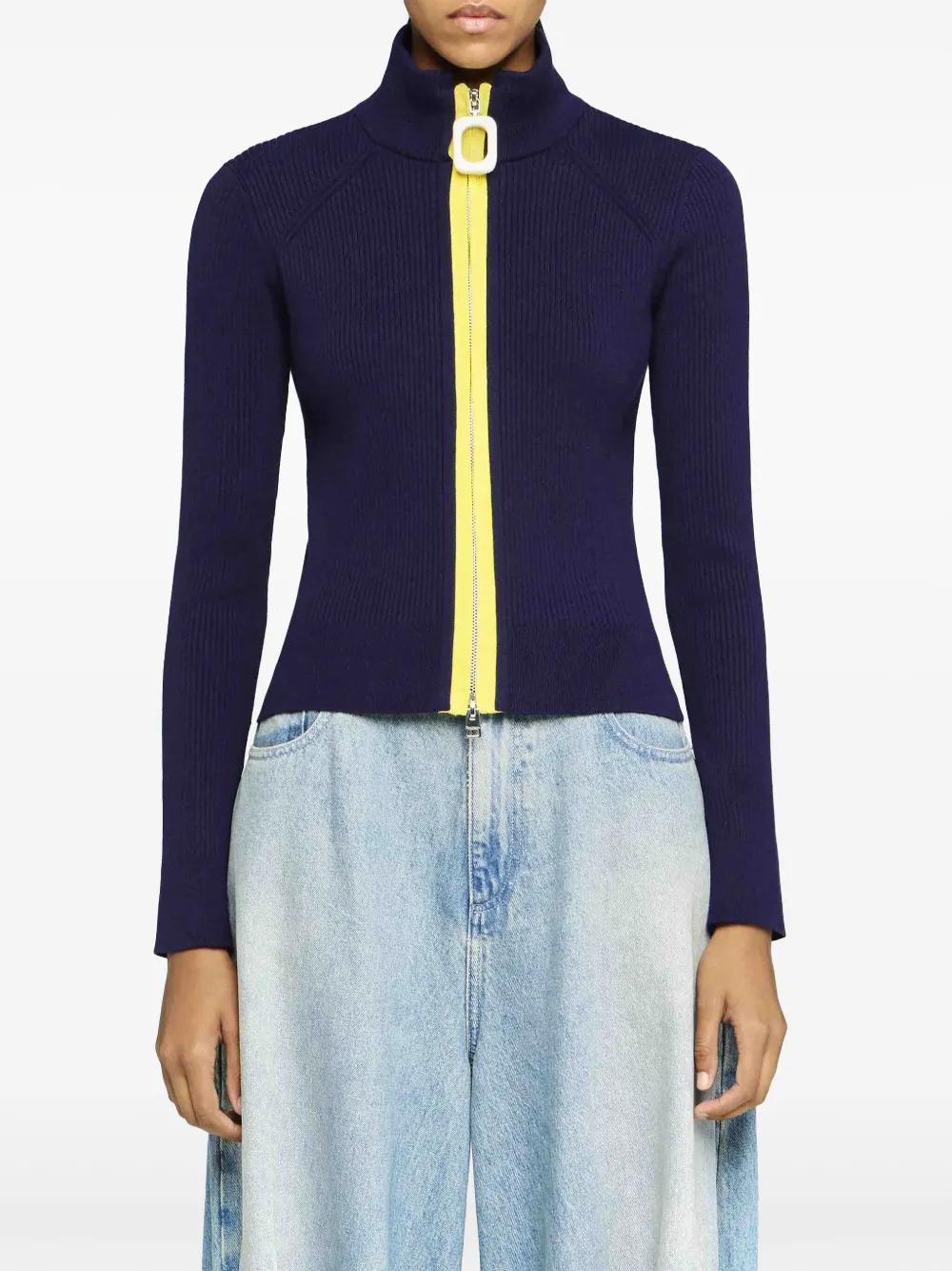 JW ANDERSON Fitted Zip Up Cardigan In Blue Product Image