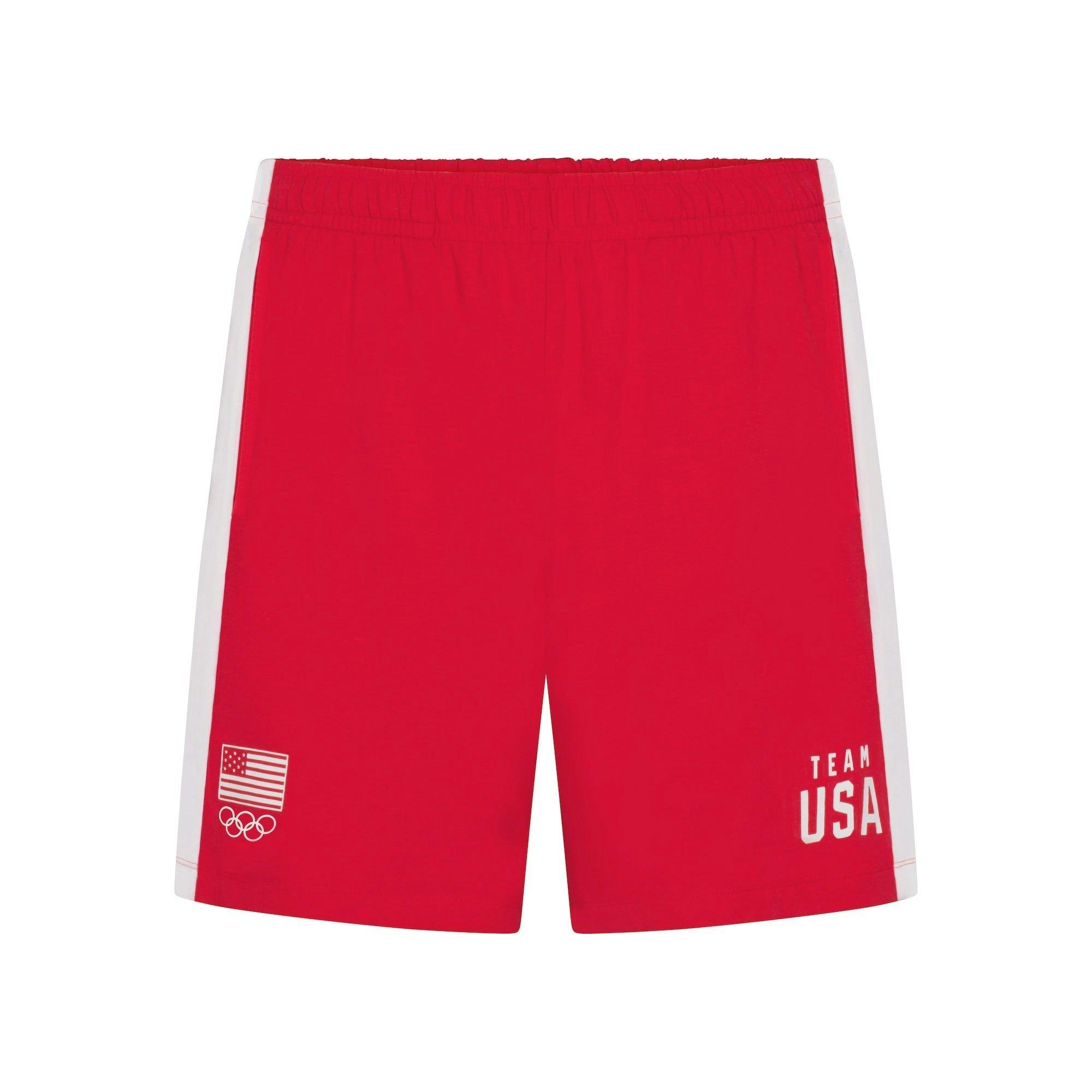 SKIMS FOR TEAM USA JERSEY SLEEP MENS OLYMPIC SHORT | RED Product Image