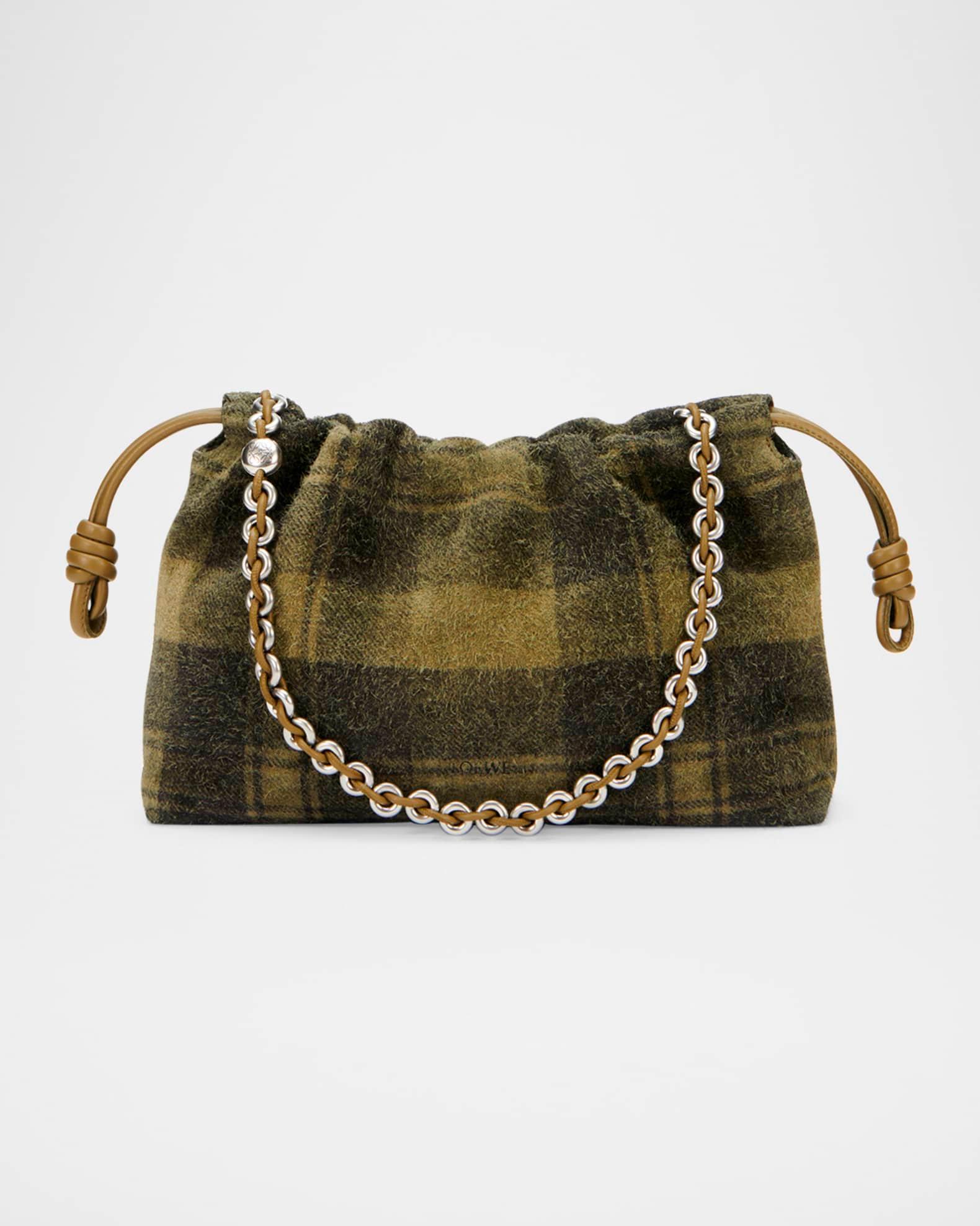 Flamenco Shoulder Bag in Plaid Calfskin Suede Product Image