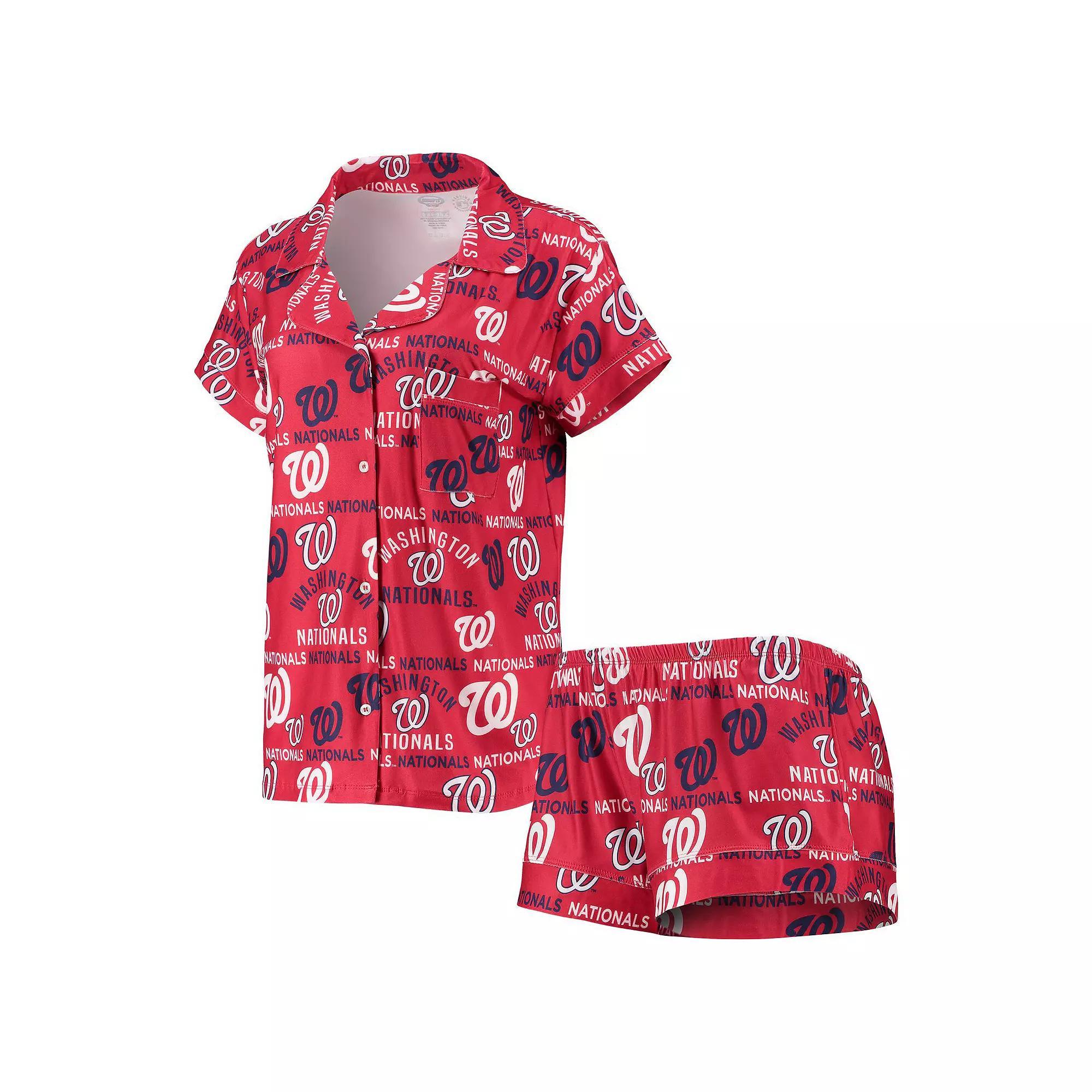 Women's Concepts Sport Red Washington Nationals Flagship Allover Print Top & Shorts Sleep Set, Size: Medium Product Image