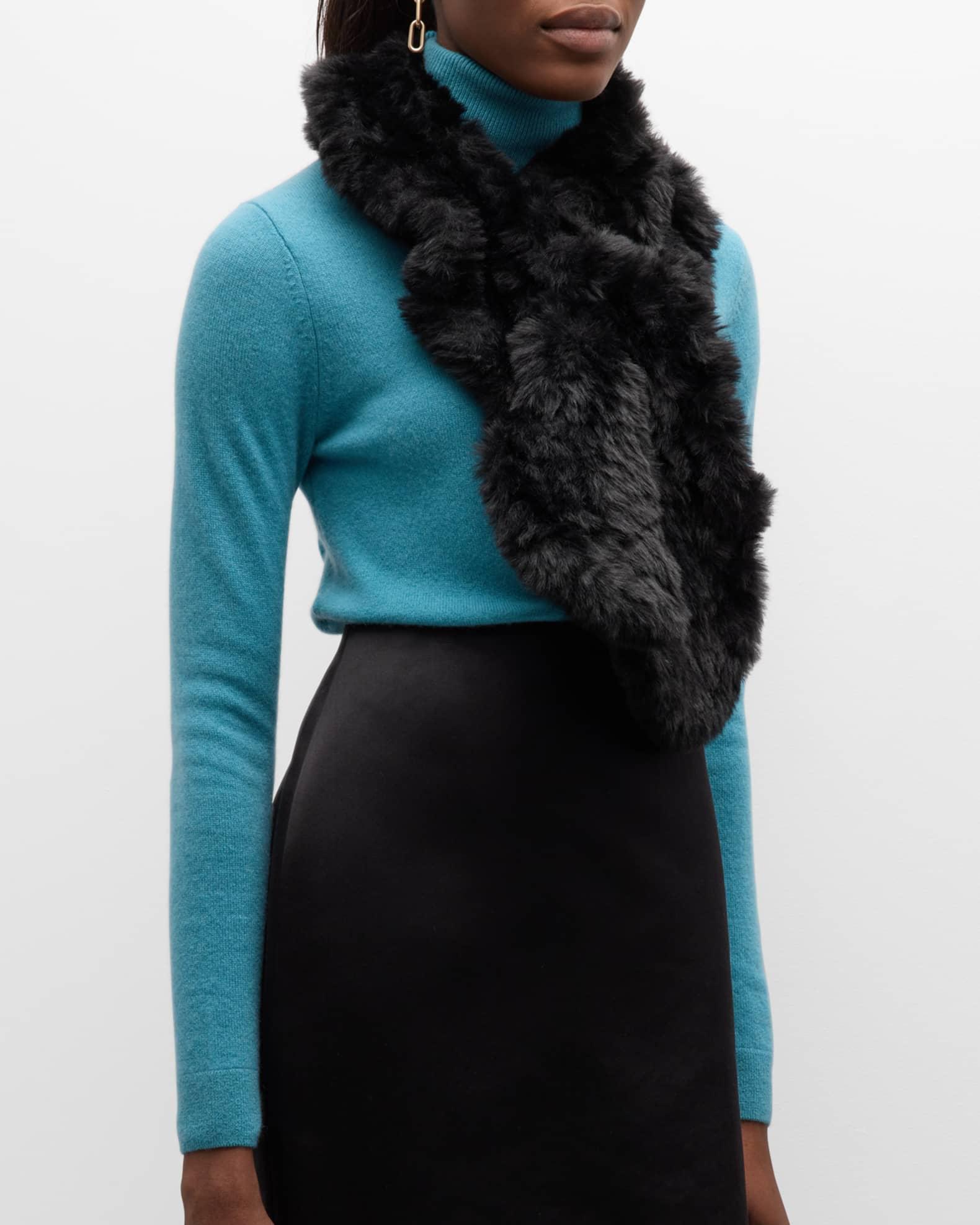 Faux Rex Rabbit Fur Knit Scarf  Product Image