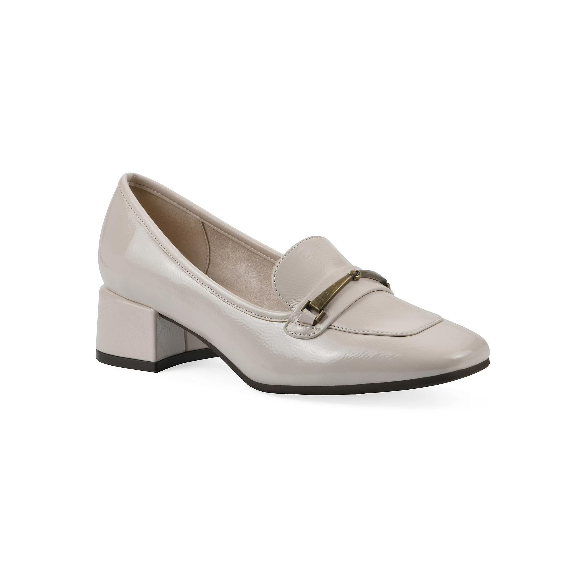 Cliffs by White Mountain Quinna Womens Block Heel Pumps Ivory Patent Product Image