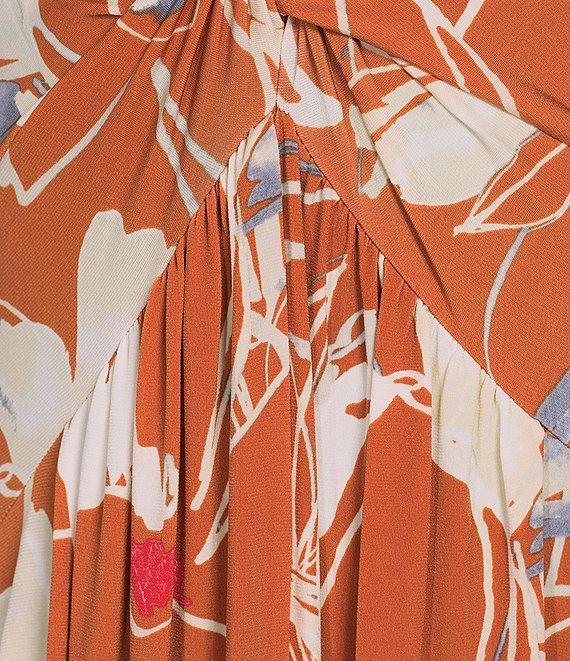 Calvin Klein Sleeveless V-Neck Floral Print A-Line Dress Product Image